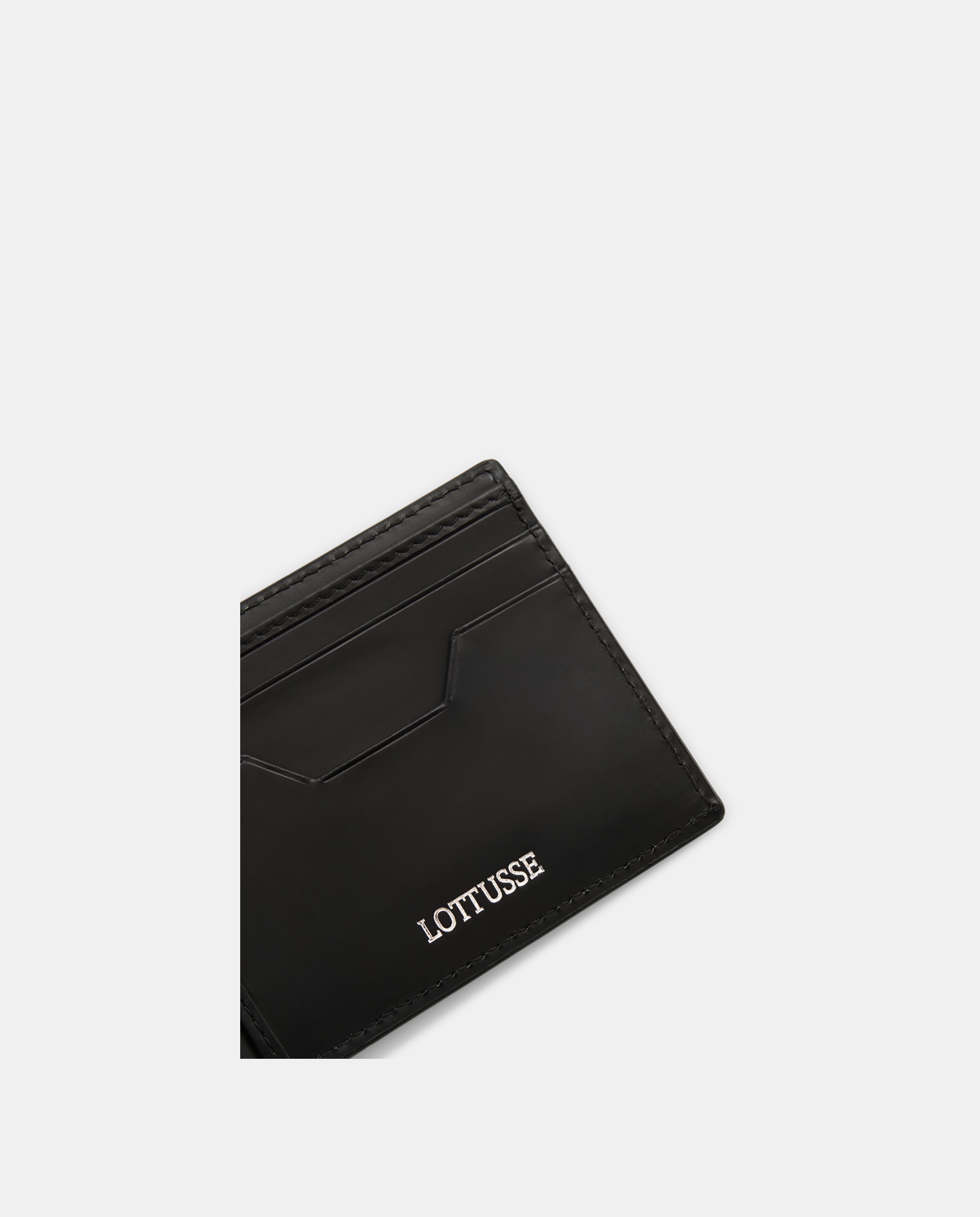Cartera rectangular borne de hombre de piel de vacuno - Lottusse - Negro Negro-4