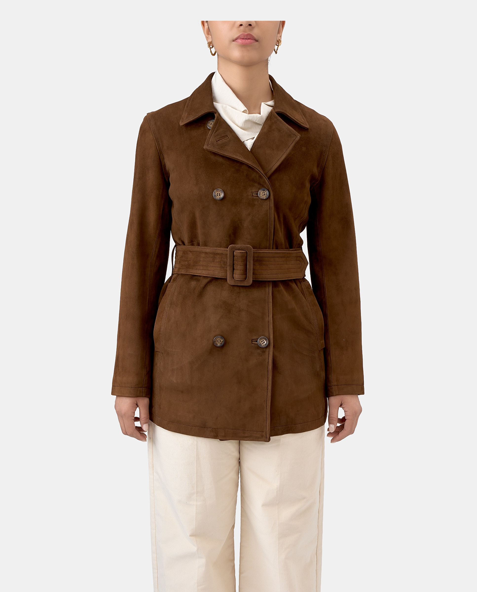 Gabardina barcelona de mujer de piel de cordero - Lottusse - Moka Moka-1