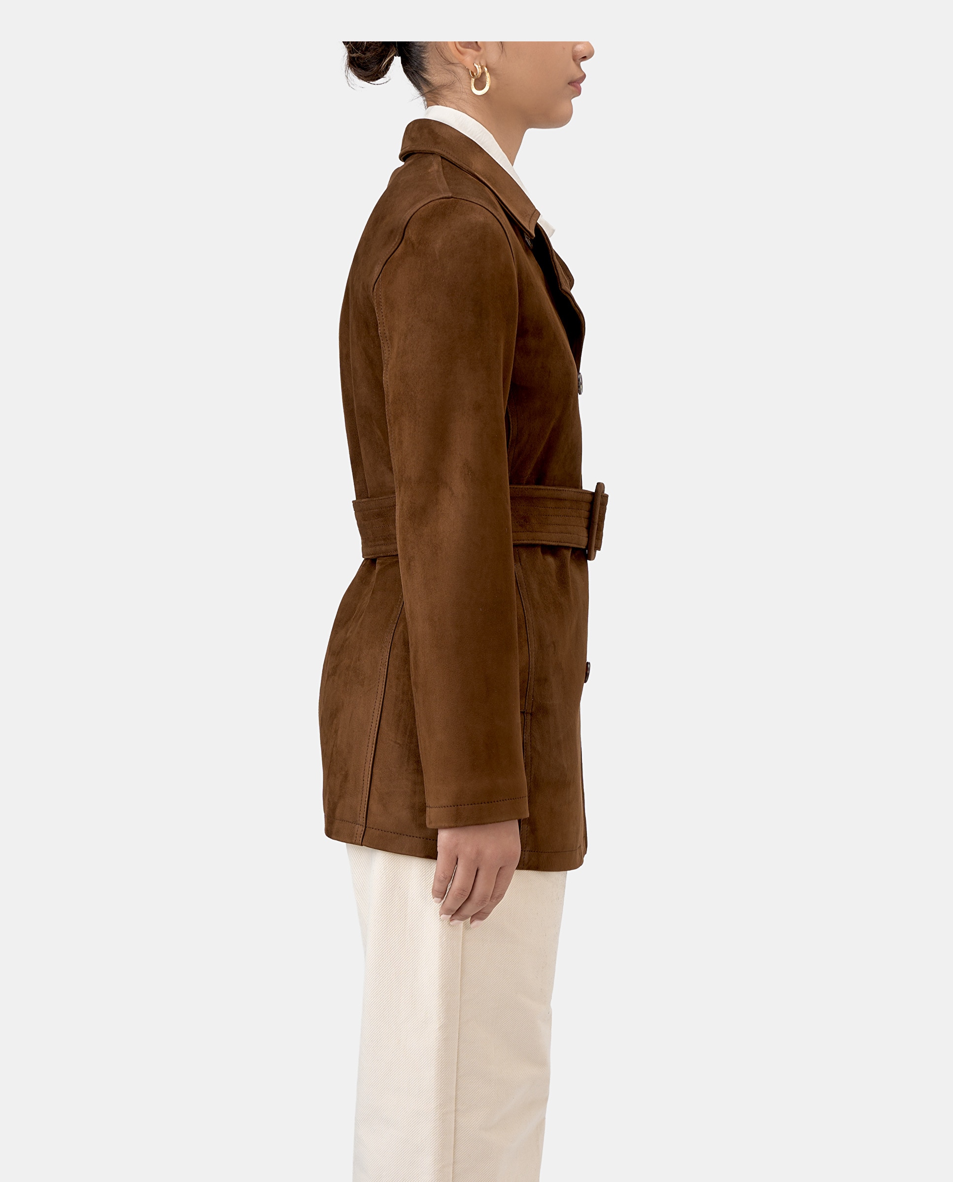 Gabardina barcelona de mujer de piel de cordero - Lottusse - Moka Moka-2