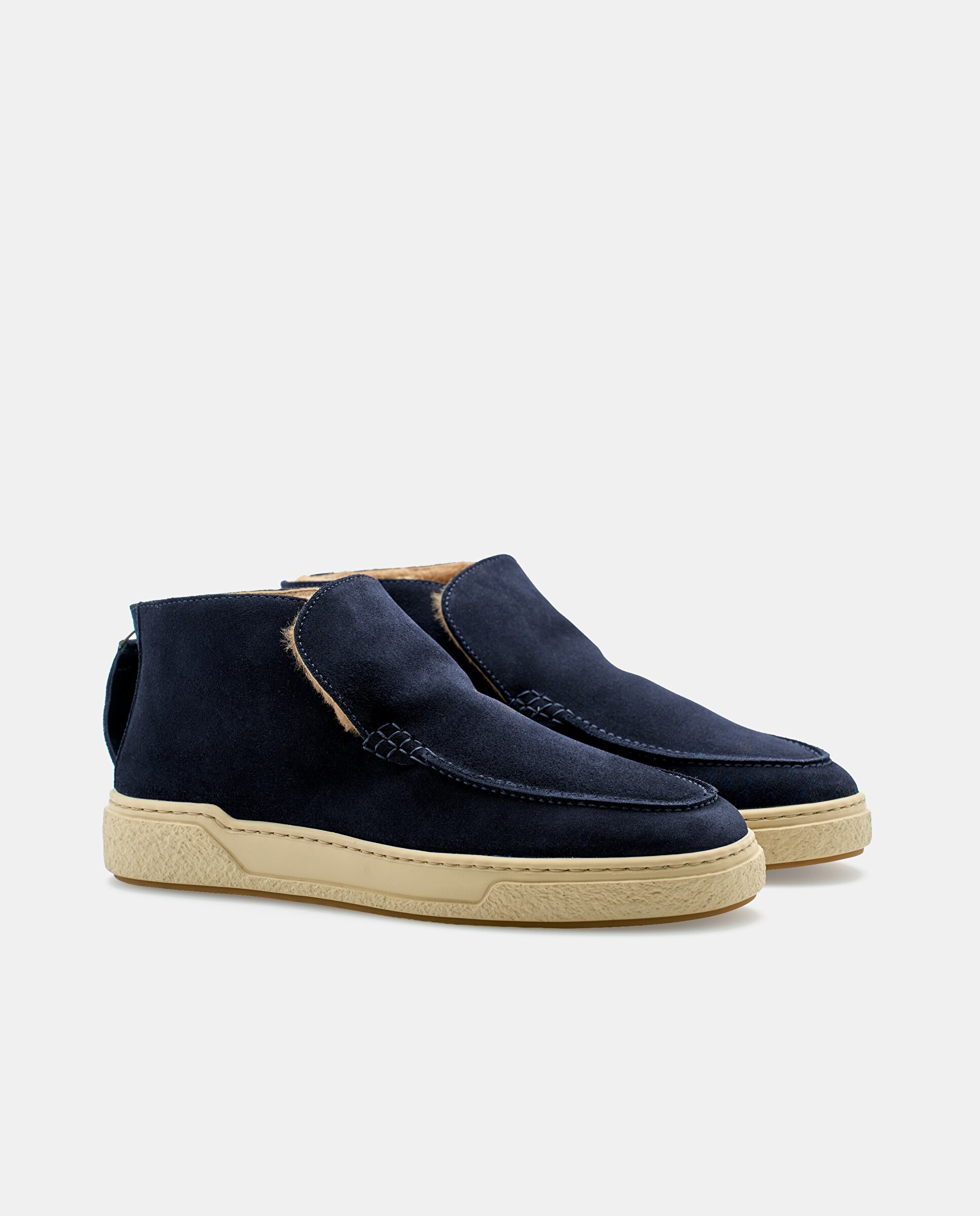 Zapatillas altas teix de hombre de piel de vacuno azul - Lottusse - Azul marino Azul marino-3