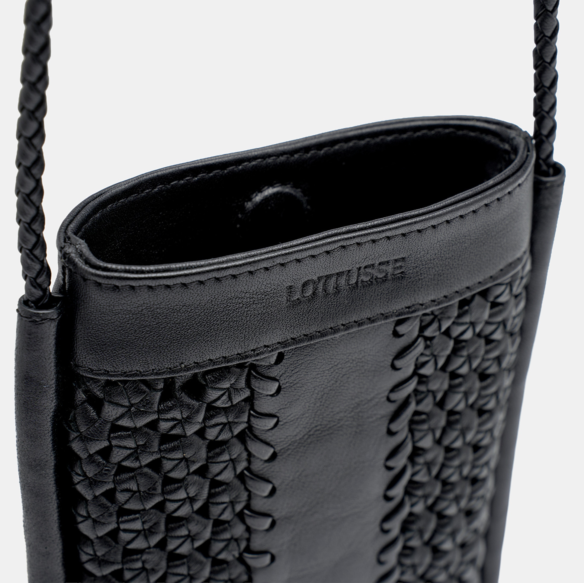 Bolso para móvil noodluxe de mujer de piel de cordero - Lottusse - Negro Negro-4