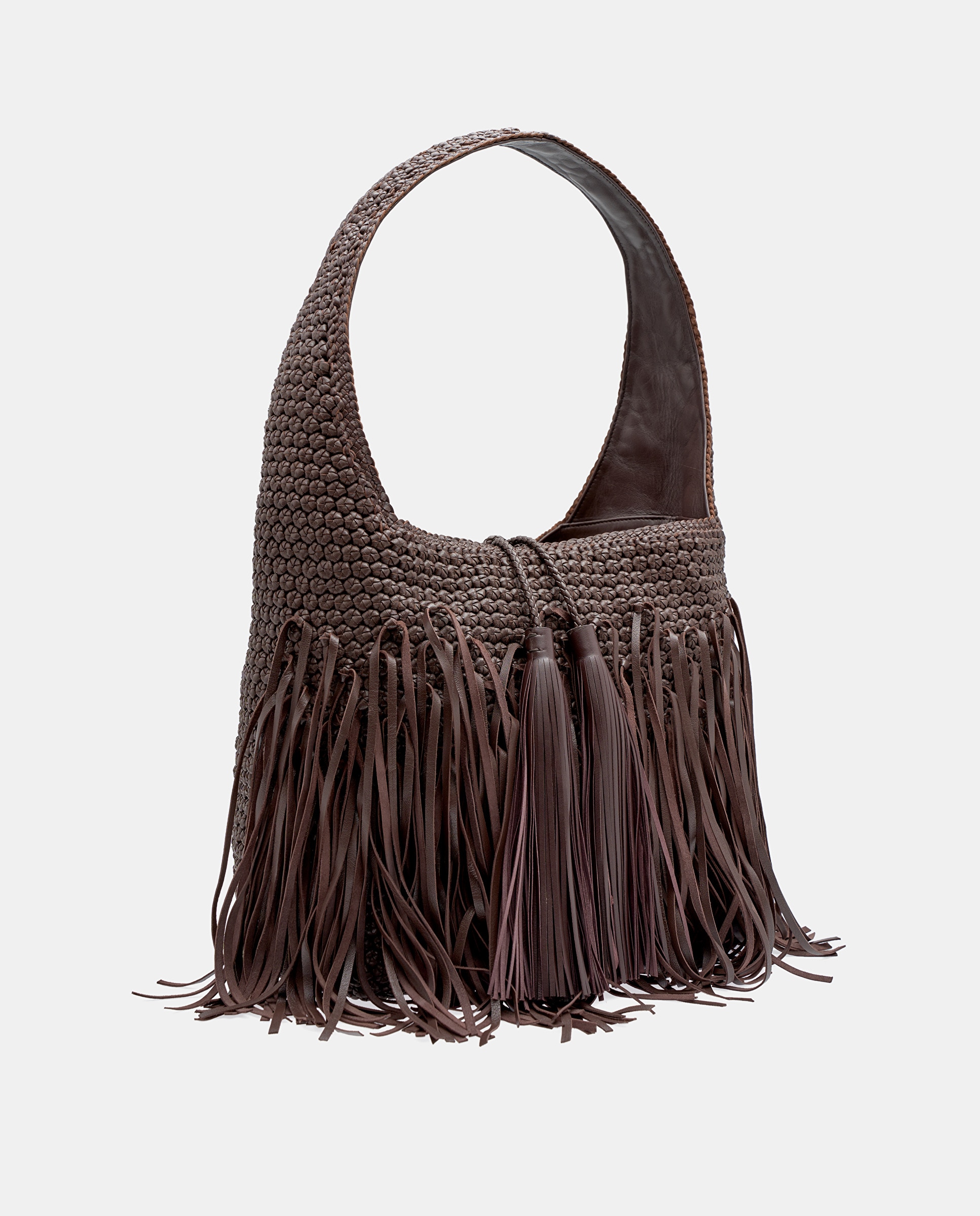 Bolso de hombro noodbag de mujer de piel de cordero - Lottusse - Marrón Marrón-2