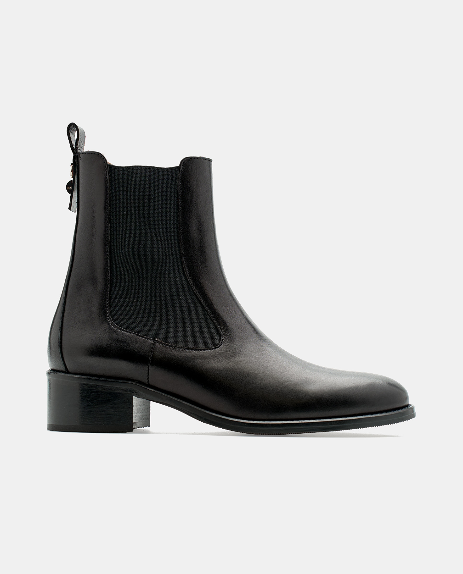 Botín elástico pina de mujer de piel de vacuno - Lottusse - Negro Negro-1