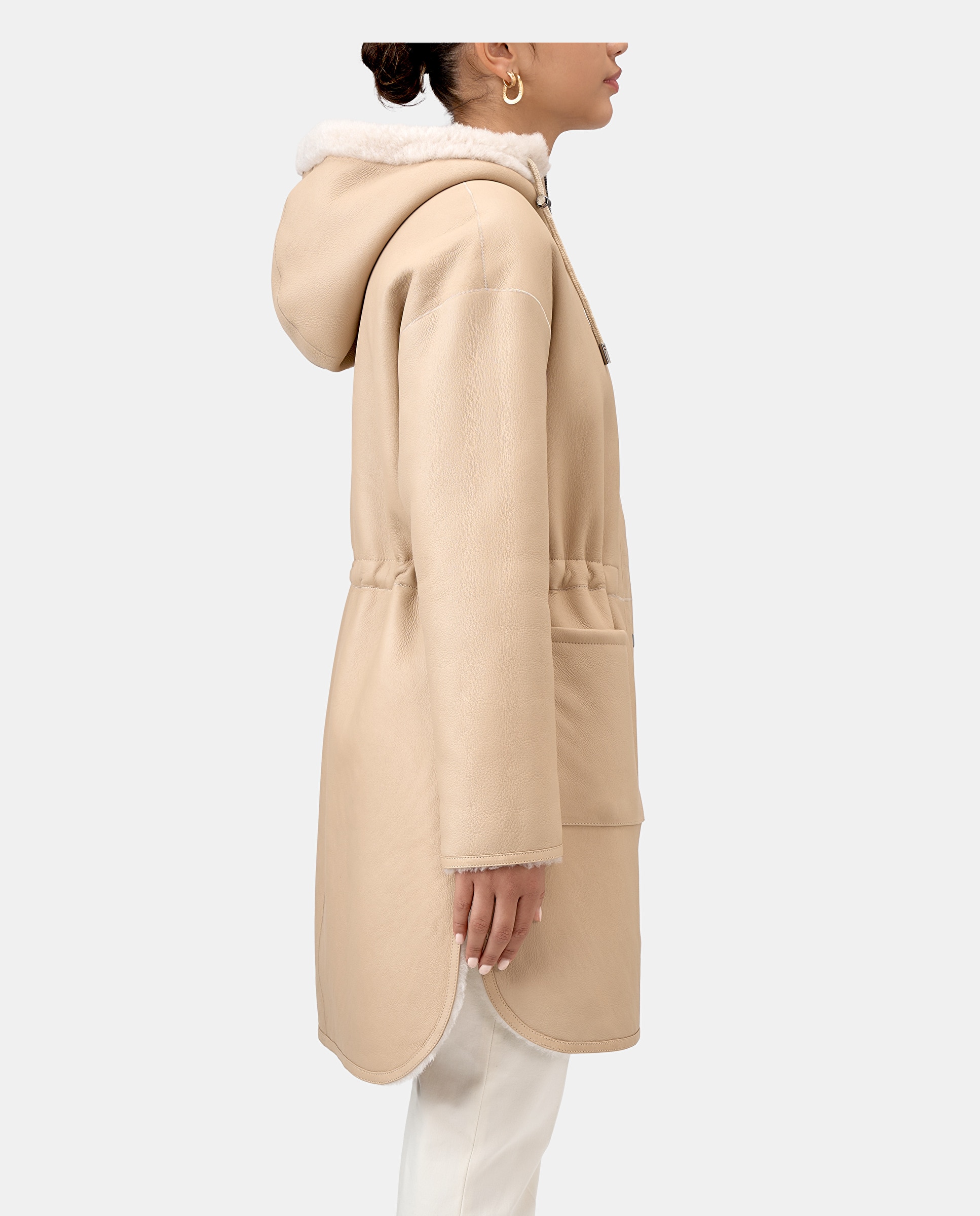Imagen 2 de Parka praga de mujer de piel de cordero - Lottusse - Blanco roto Blanco roto