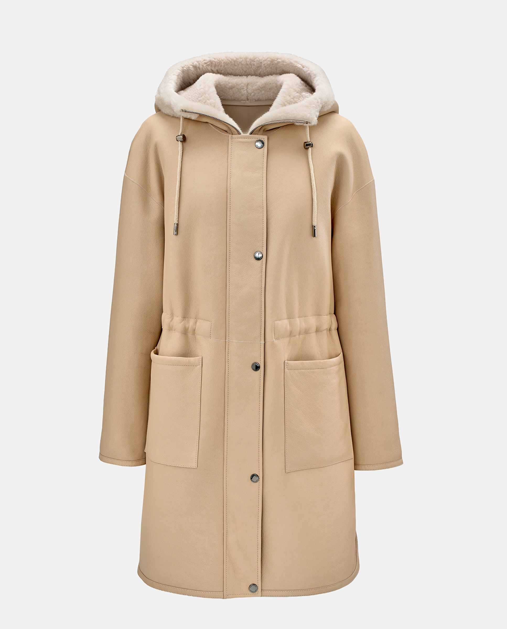 Imagen 4 de Parka praga de mujer de piel de cordero - Lottusse - Blanco roto Blanco roto