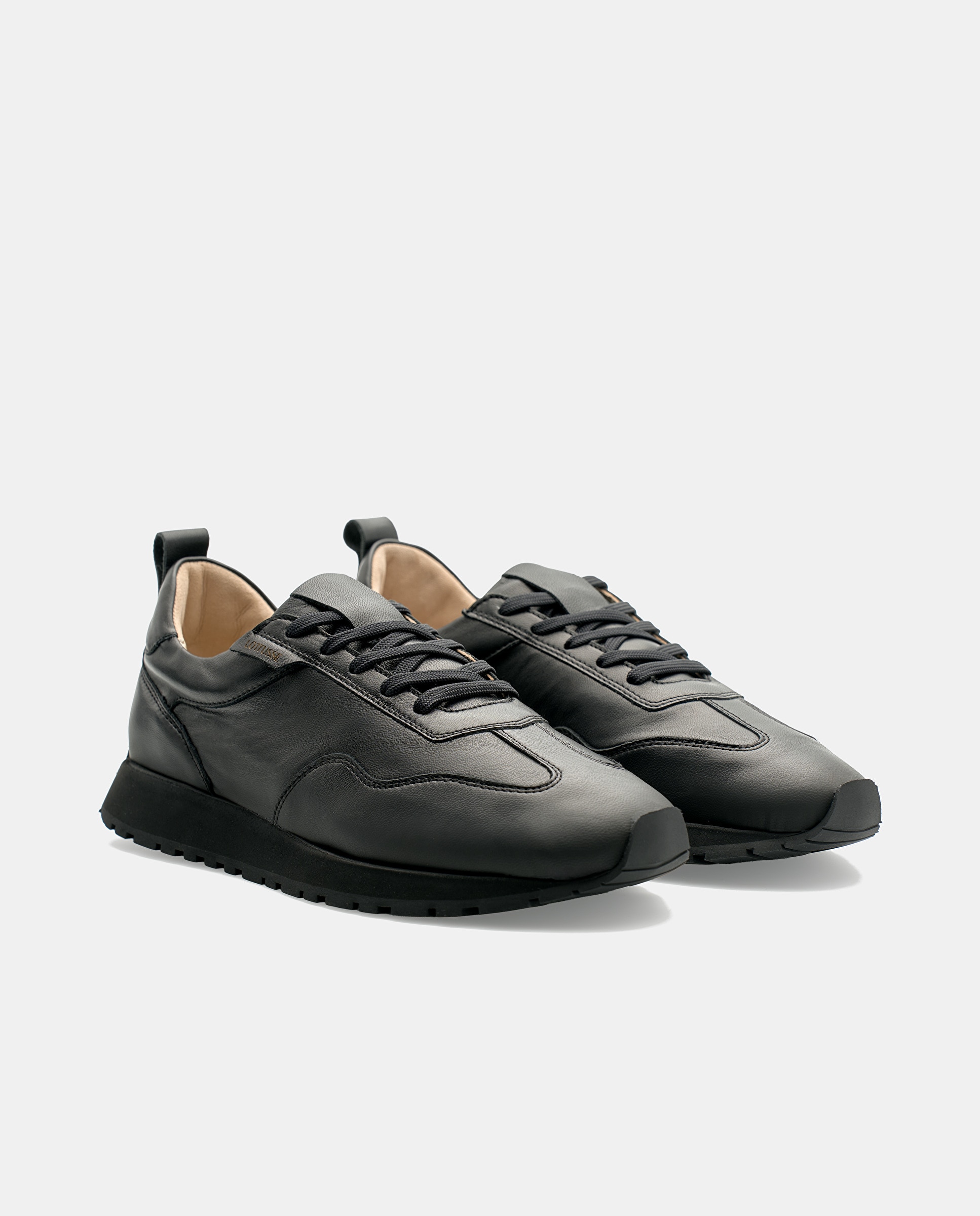 Zapatillas retro de mujer dianne de piel de cordero - Lottusse - Negro Negro-4