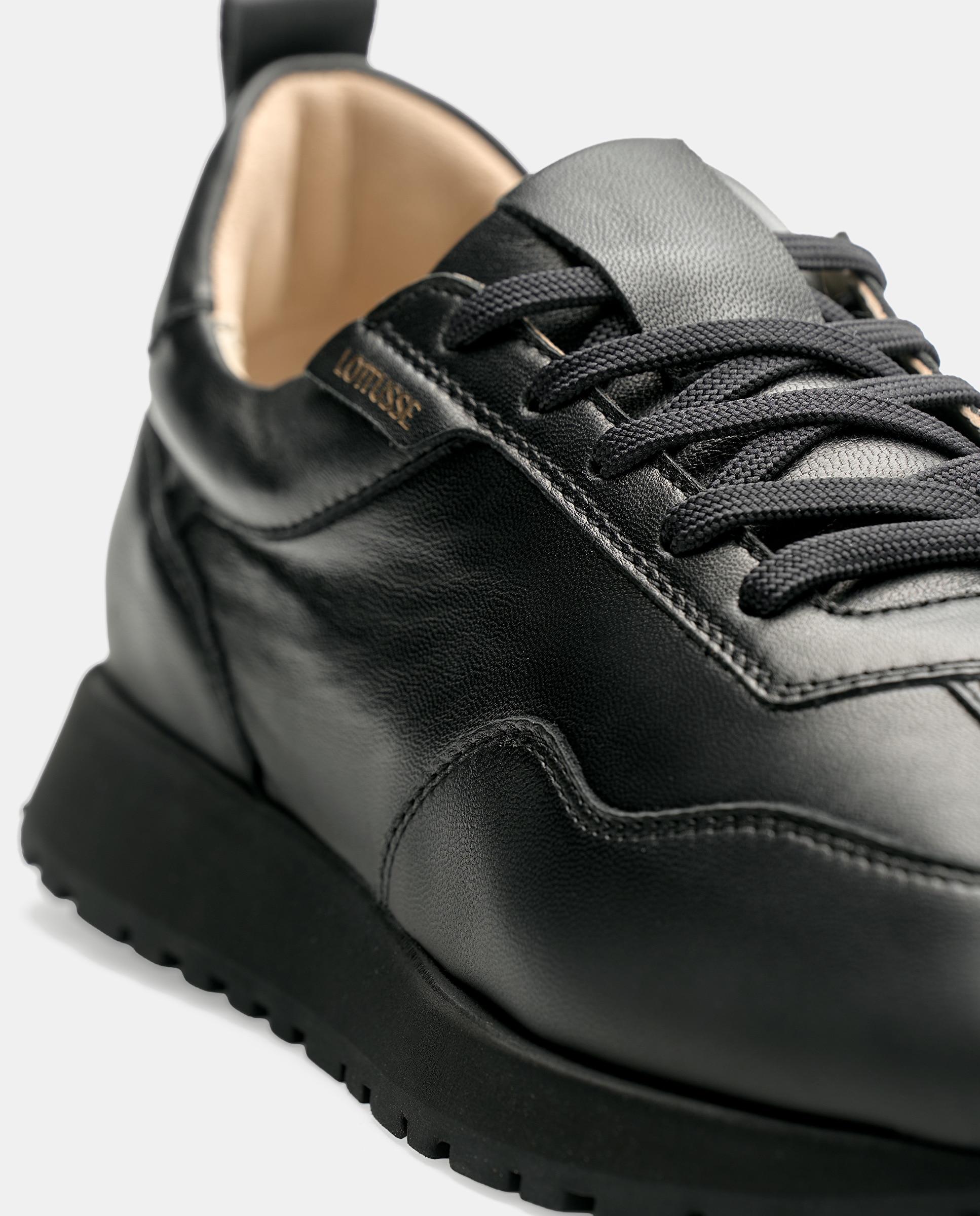 Zapatillas retro de mujer dianne de piel de cordero - Lottusse - Negro Negro-5