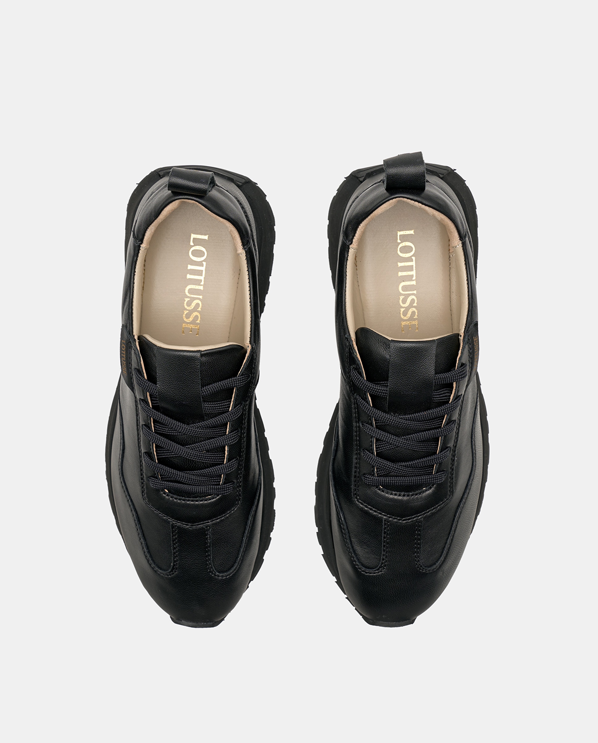 Zapatillas retro de mujer dianne de piel de cordero - Lottusse - Negro Negro-6