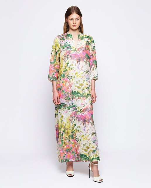 Imagen 0 de Vestido de lino con estampado de pinceladas