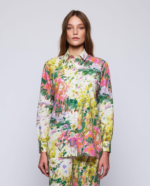 Imagen 0 de Camisa de mujer de algodón con estampado de pinceladas