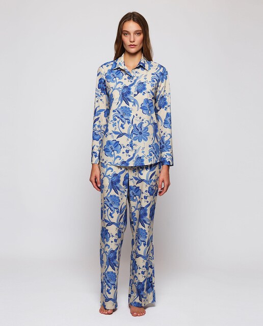 Imagen 0 de Pijama completo de mujer de algodón con estampado floral