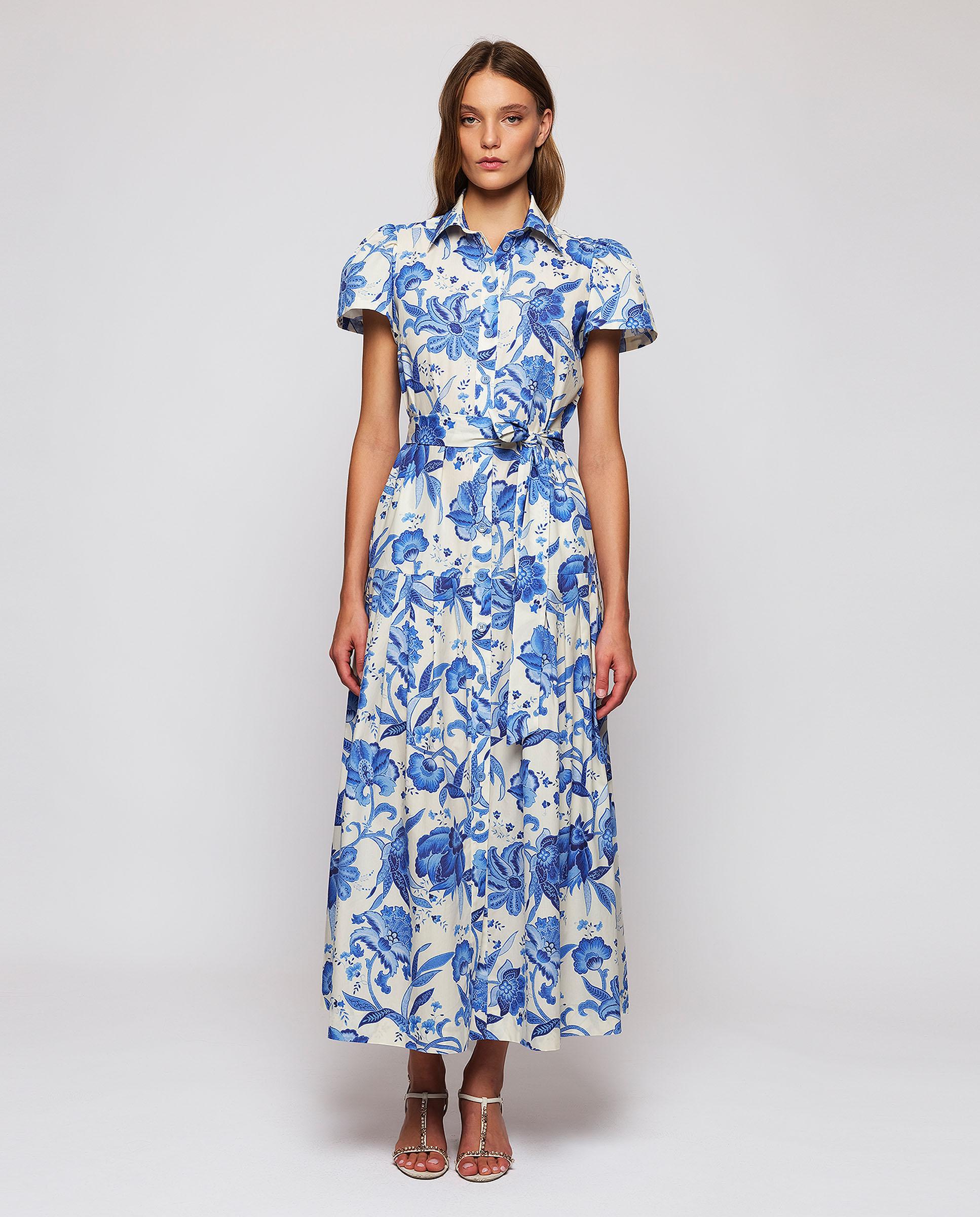 Vestido de mujer camisero de algodón con estampado floral