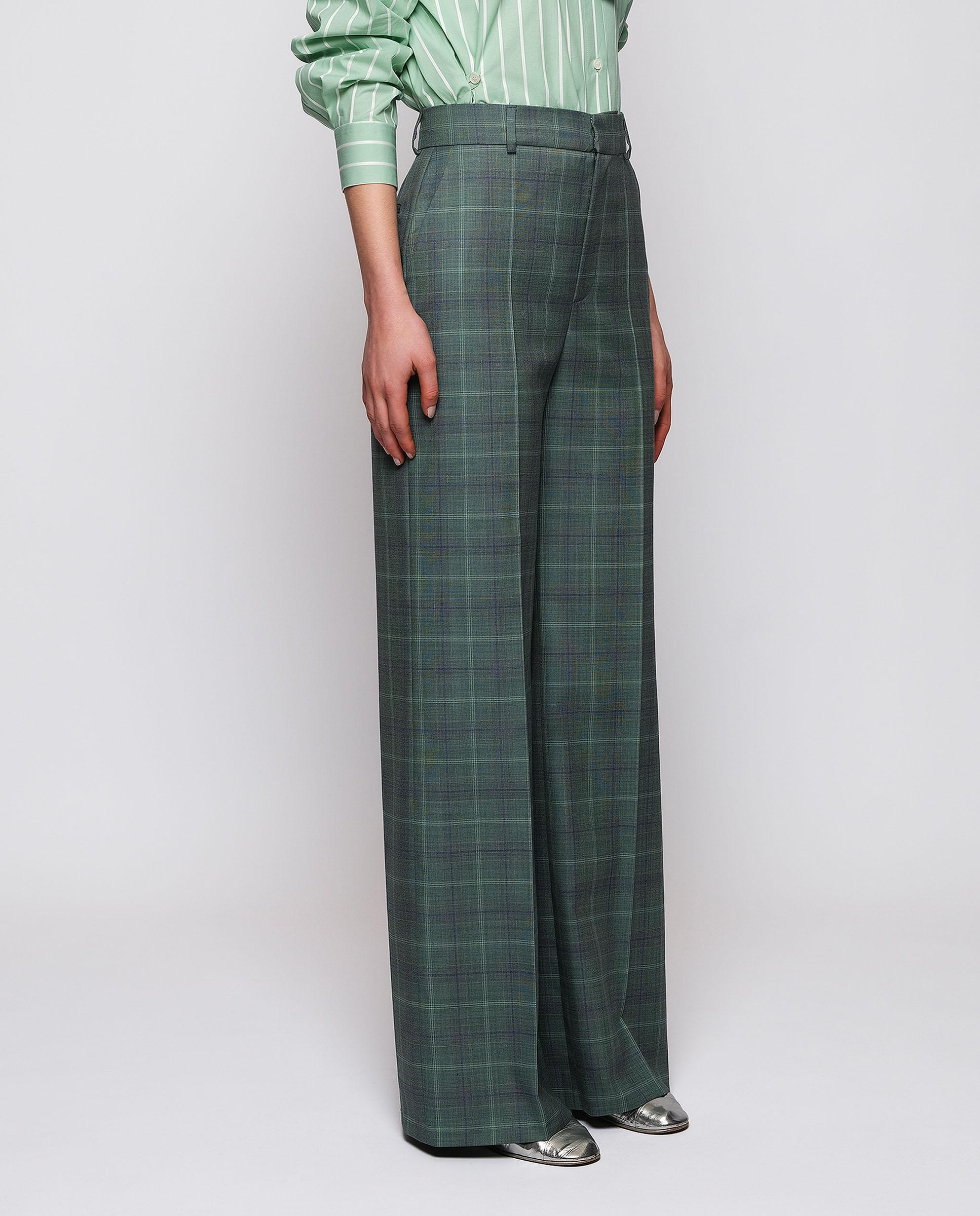 Pantalón recto de mujer de traje con cuadros