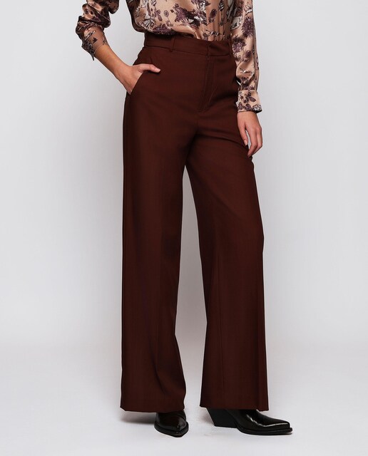 Imagen 0 de Pantalón recto de mujer en lana con trabillas
