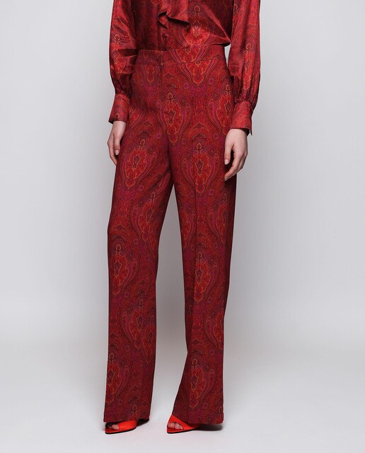 Imagen 0 de Pantalón recto de mujer estampado paisley y tiro alto