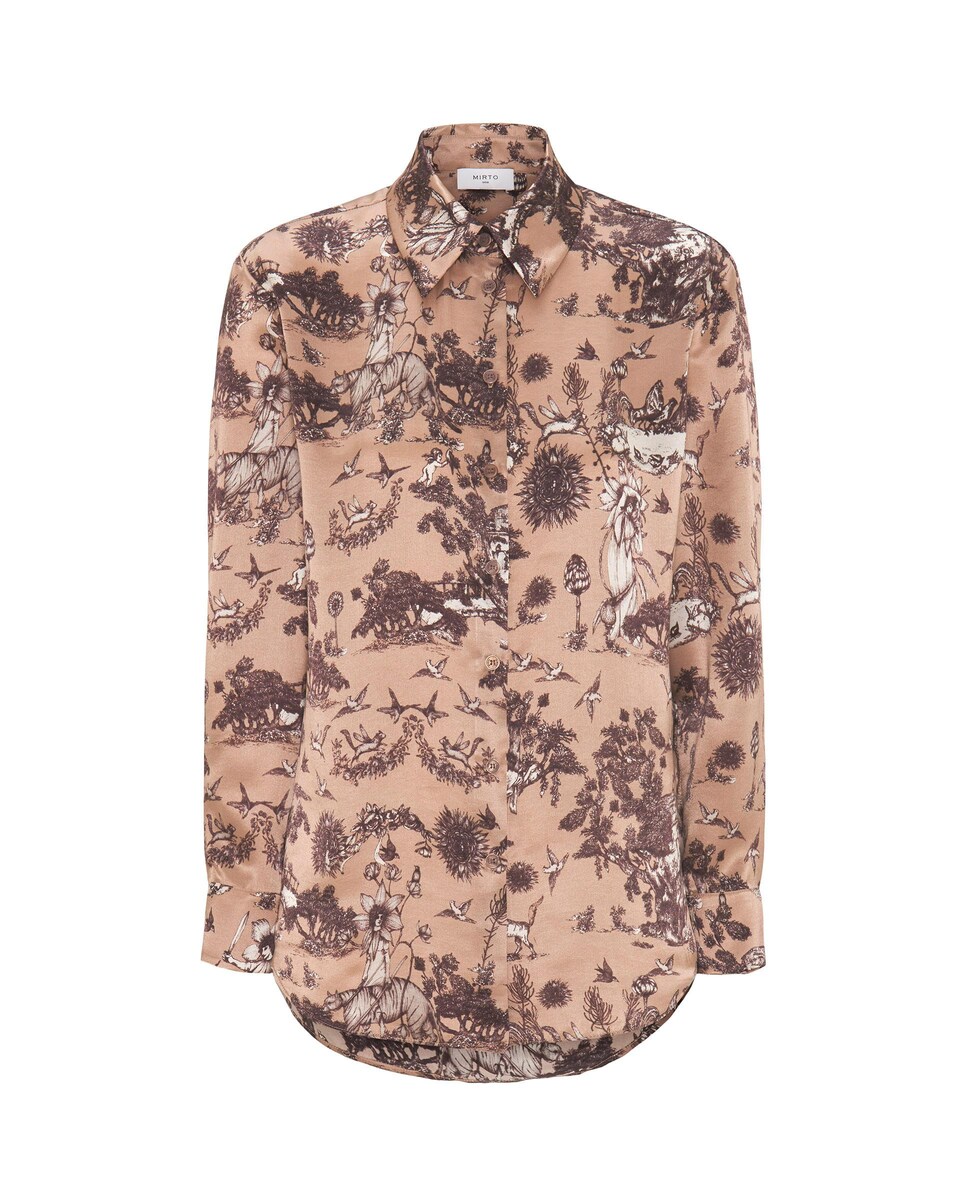 Blusa de mujer estampado toile de jouy de seda · Mirto · El Corte