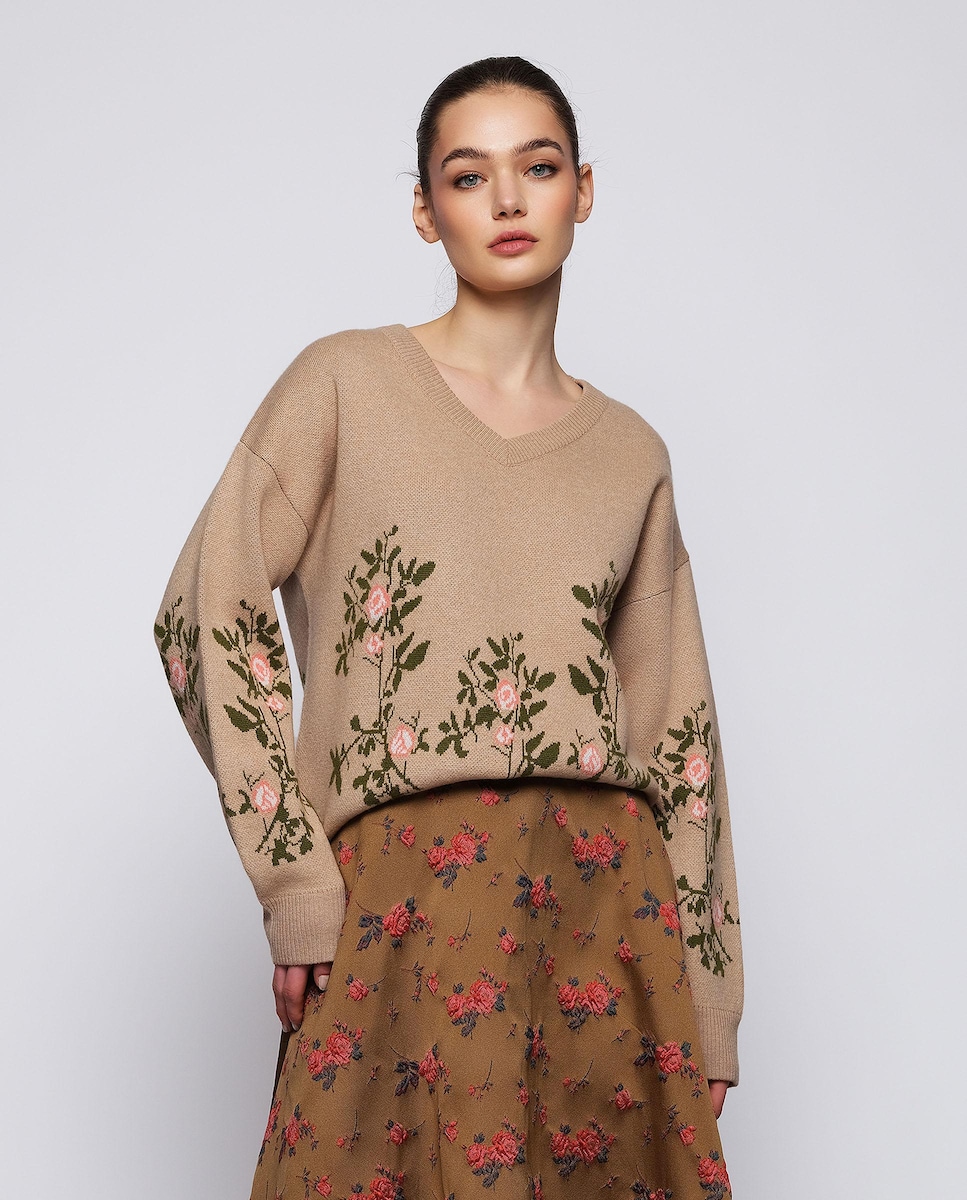 Jerseis Cashmere Jersey Lana Cashmere Mujer Jersey Cuello Pico - Main Image