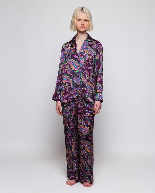 Imagen 0 de Pijama completo de mujer largo fluido con estampado paisley