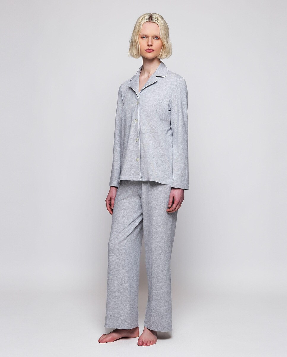 Pijama De Manga Larga Para Mujer - Algodón, Cuello En V, Cómodo Para Casa, Primavera Y Otoño