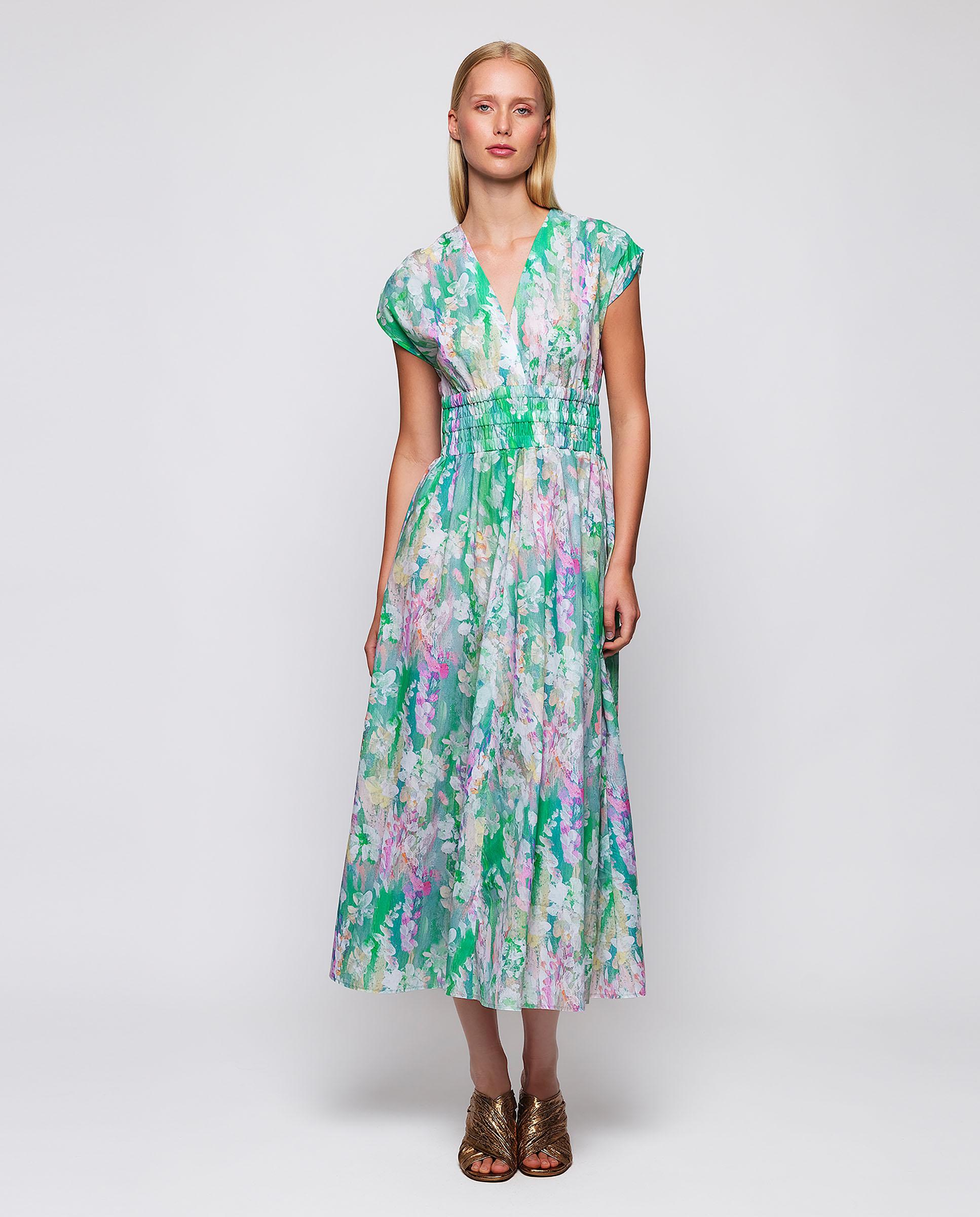 Mirto - Vestido midi con estampado pinceladas de algodón.