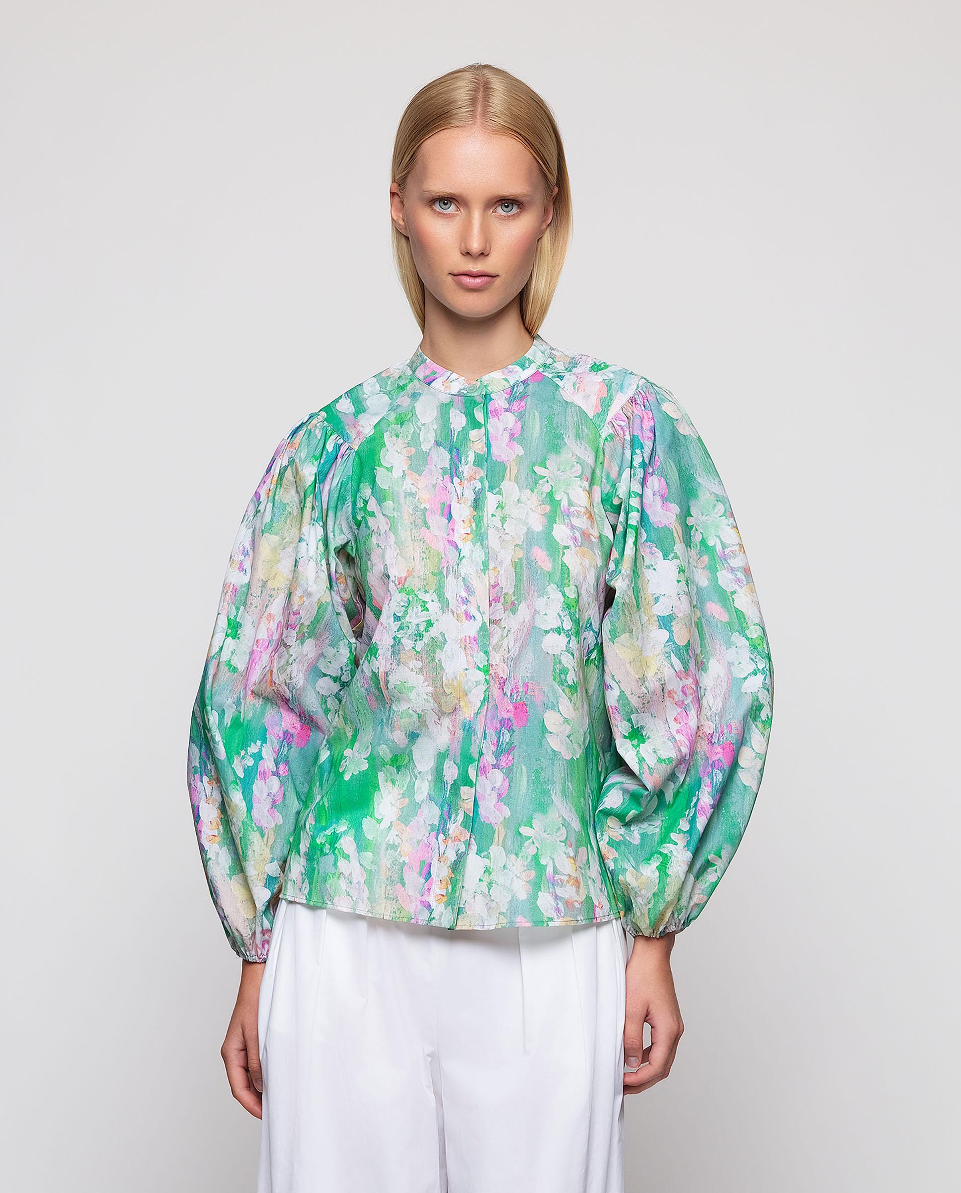 Mirto - Camisa de mujer con estampado pinceladas de algodón.