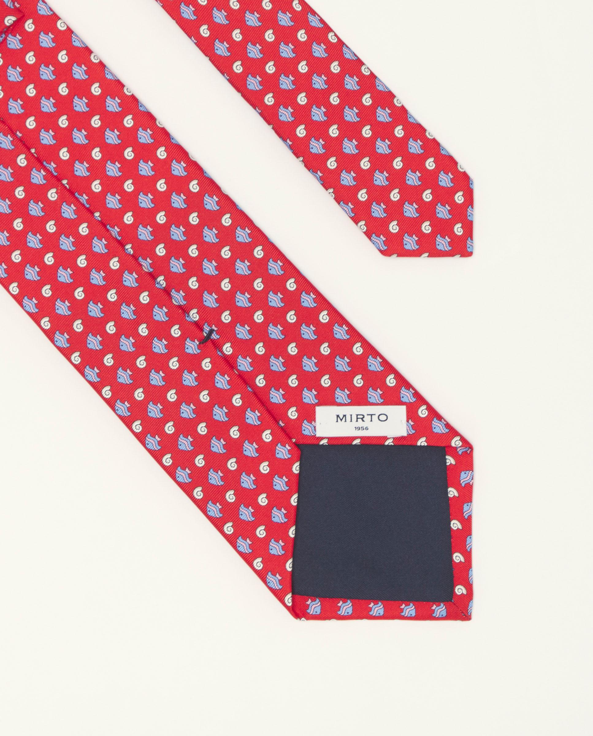 Corbata de hombre twill estampado seda natural - Mirto - Rojo Rojo-2