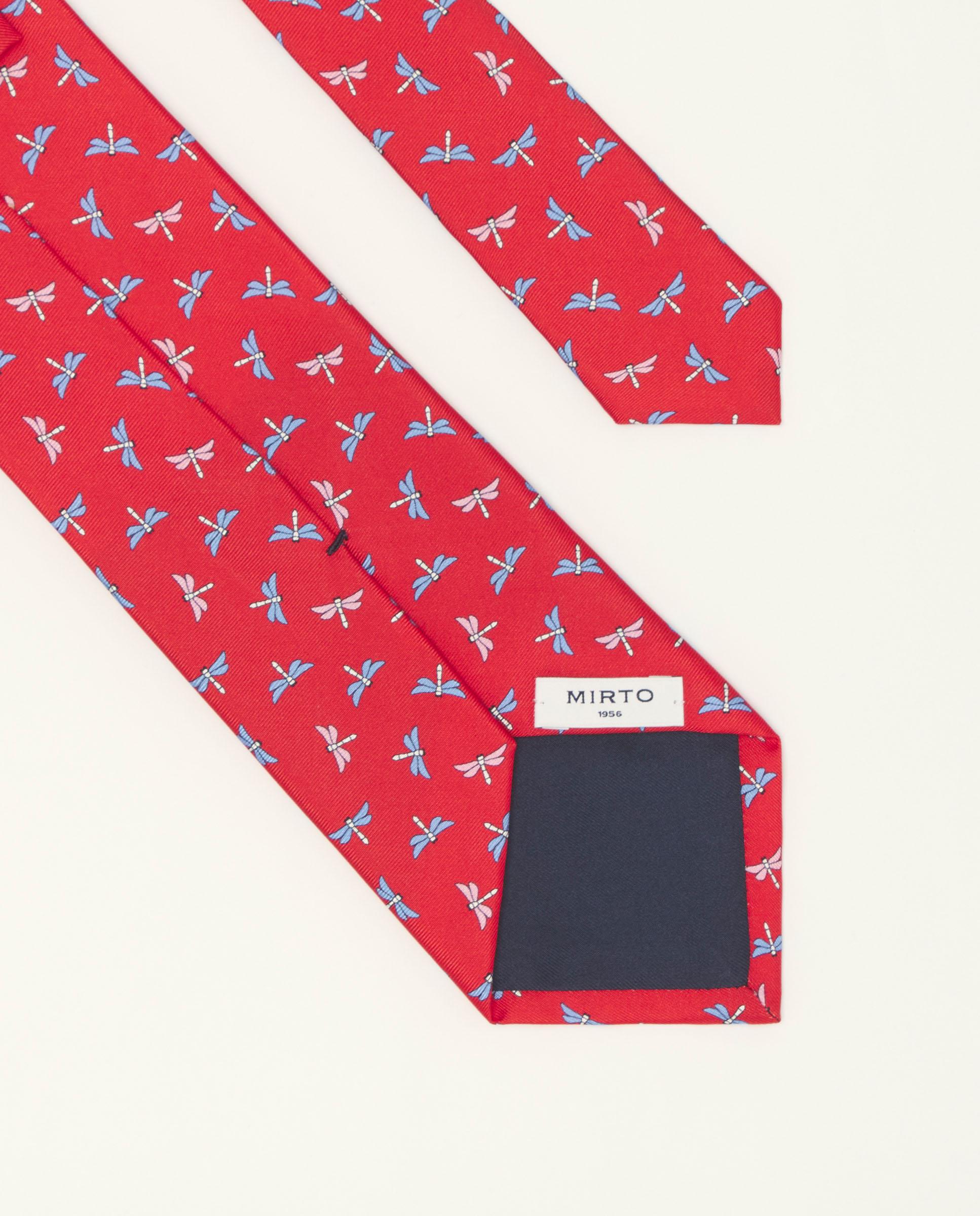 Corbata de hombre twill estampado seda natural - Mirto - Rojo Rojo-2