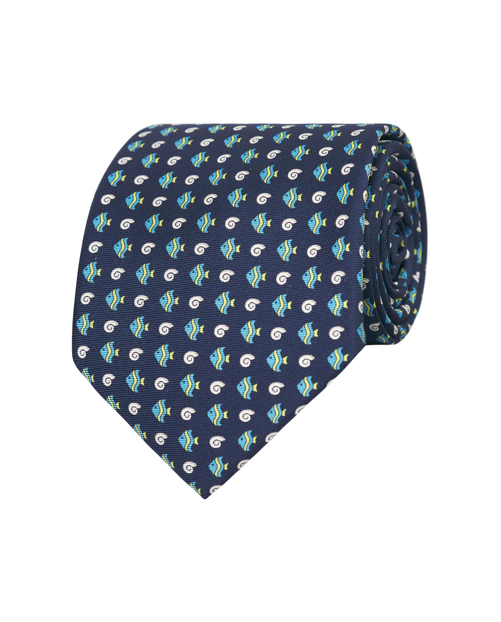 Corbata de hombre twill estampado seda natural - Mirto - Azul marino Azul marino-1