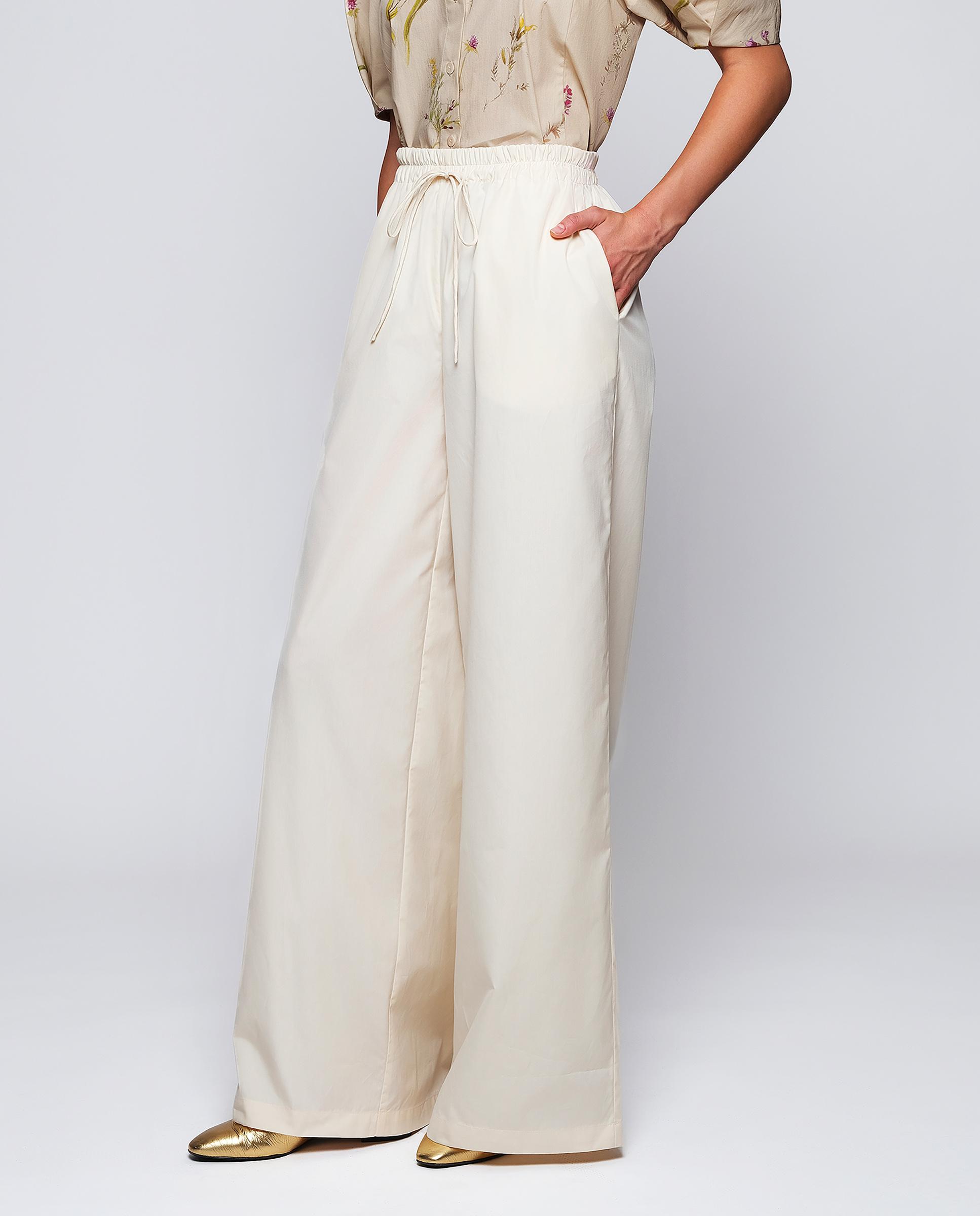 Mirto - Pantalones anchos de mujer de algodón y cintura elástica.