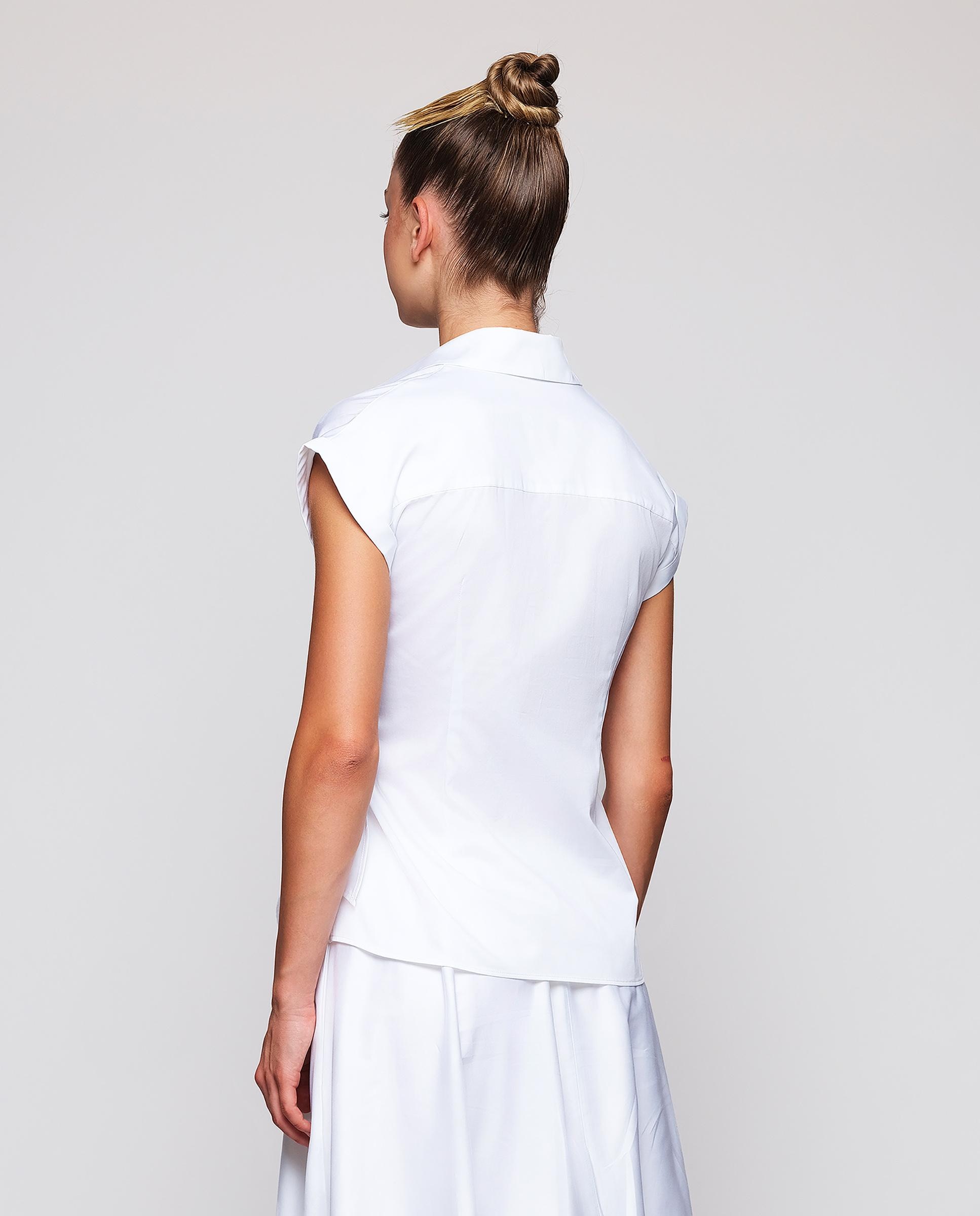 Camisa de mujer de manga corta de algodón - Mirto - Blanco Blanco-2