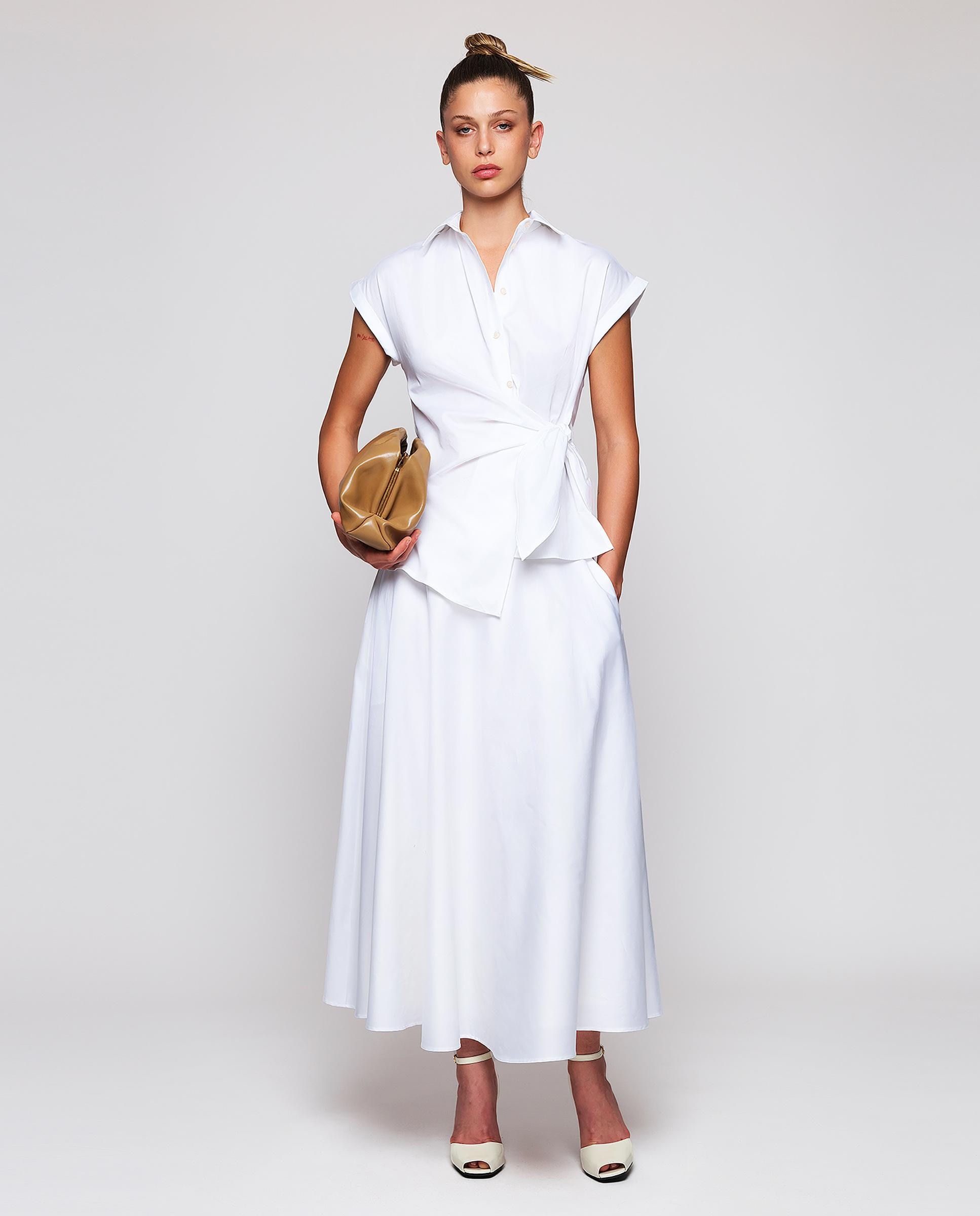 Camisa de mujer de manga corta de algodón - Mirto - Blanco Blanco-3