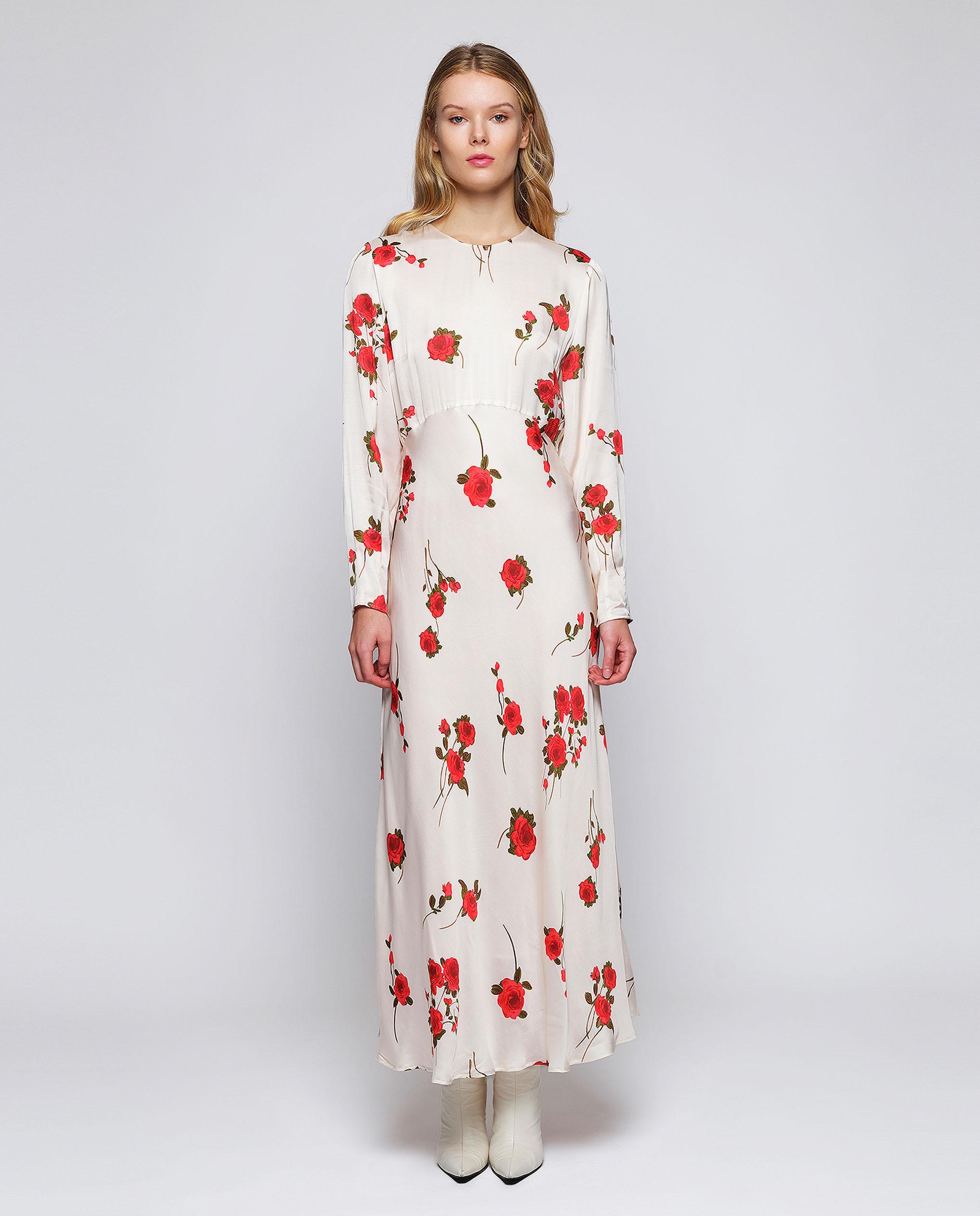 Vestido midi estampado floral - Mirto - Blanco Blanco-1