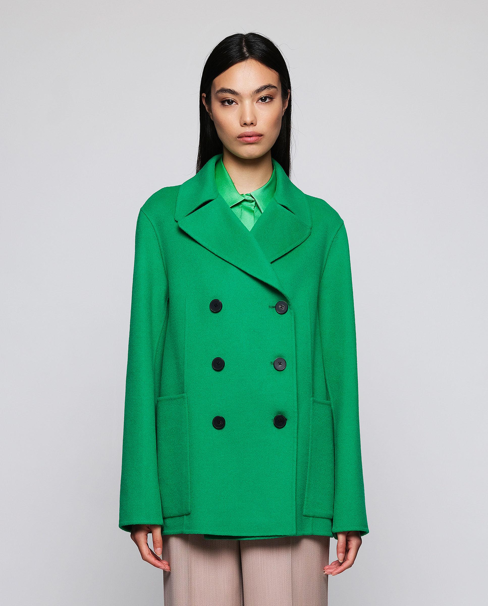 Chaquetón de mujer de doble faz lana cashmere - Mirto - Verde Verde-1
