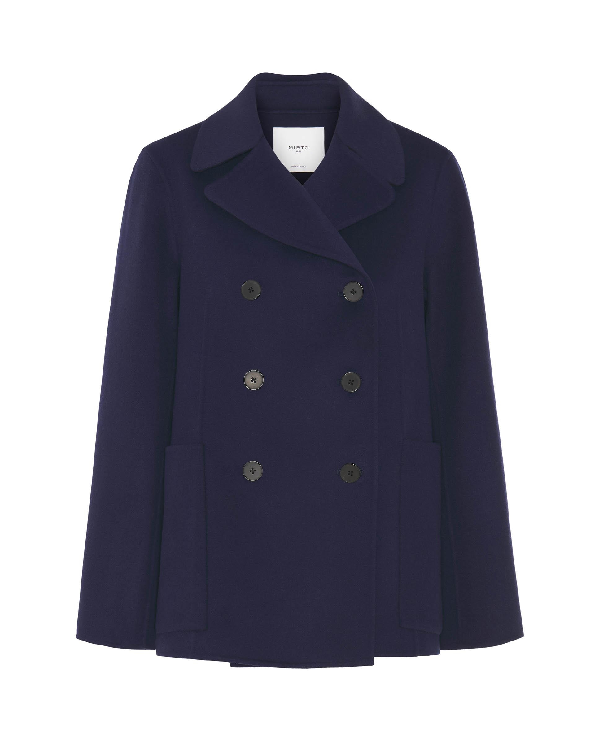 Chaquetón de mujer de doble faz lana cashmere - Mirto - Azul marino Azul marino-4