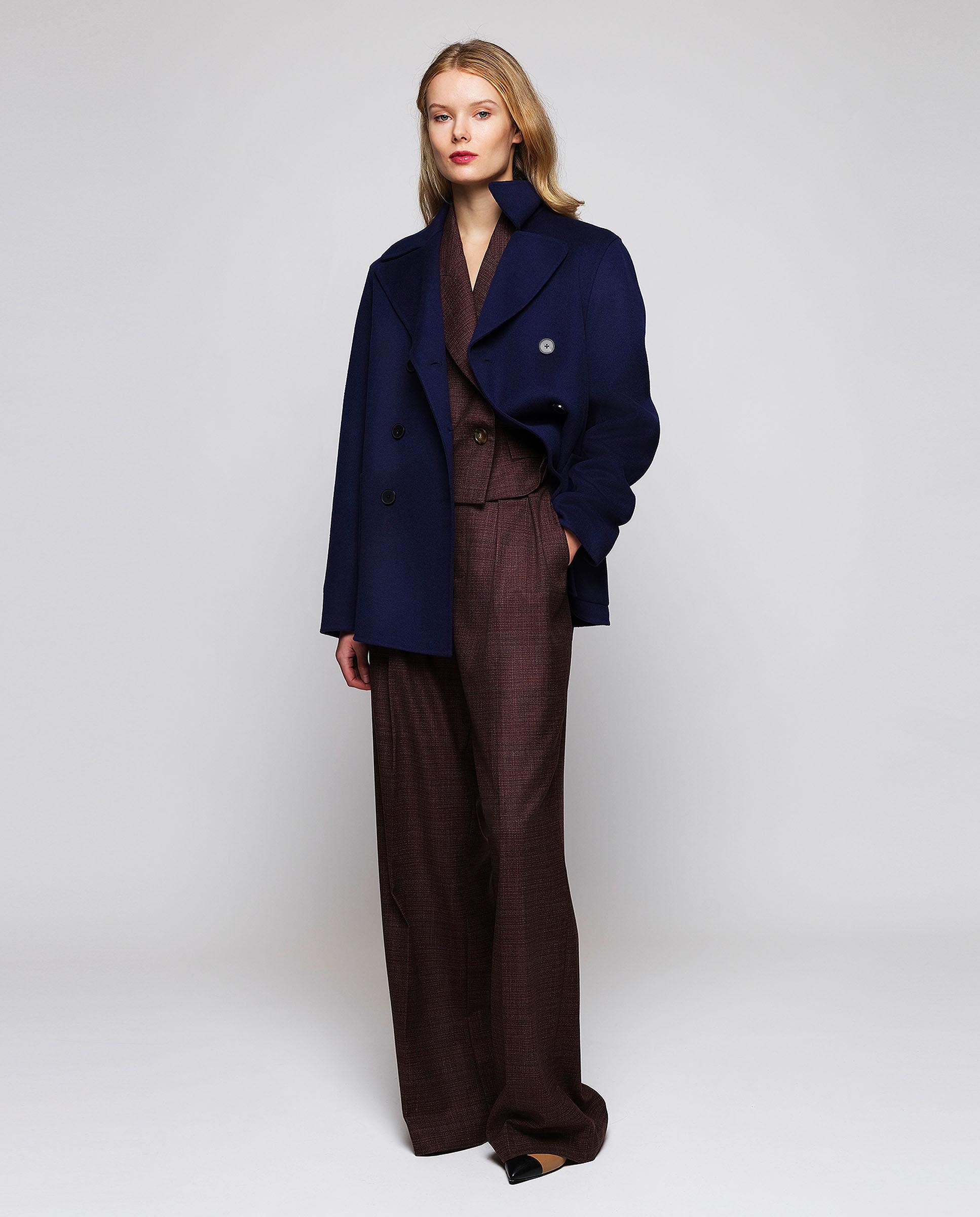 Chaquetón de mujer de doble faz lana cashmere - Mirto - Azul marino Azul marino-3