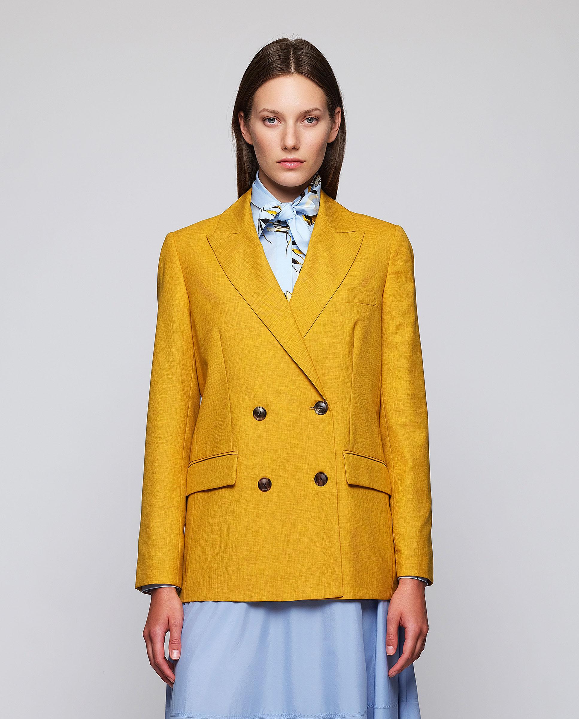 Blazer cruzada de lana de mujer - Mirto - Amarillo Amarillo-1