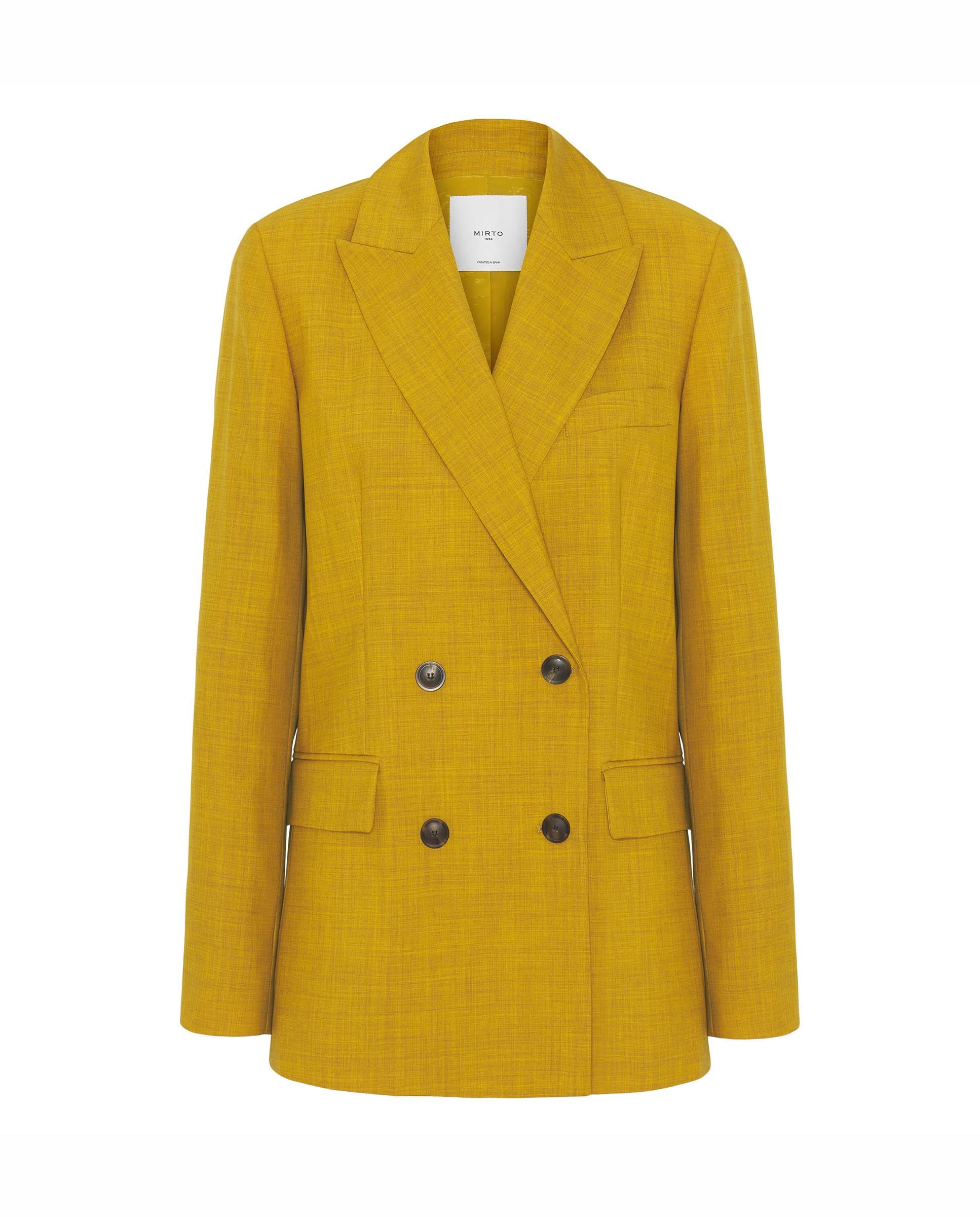 Blazer cruzada de lana de mujer - Mirto - Amarillo Amarillo-4