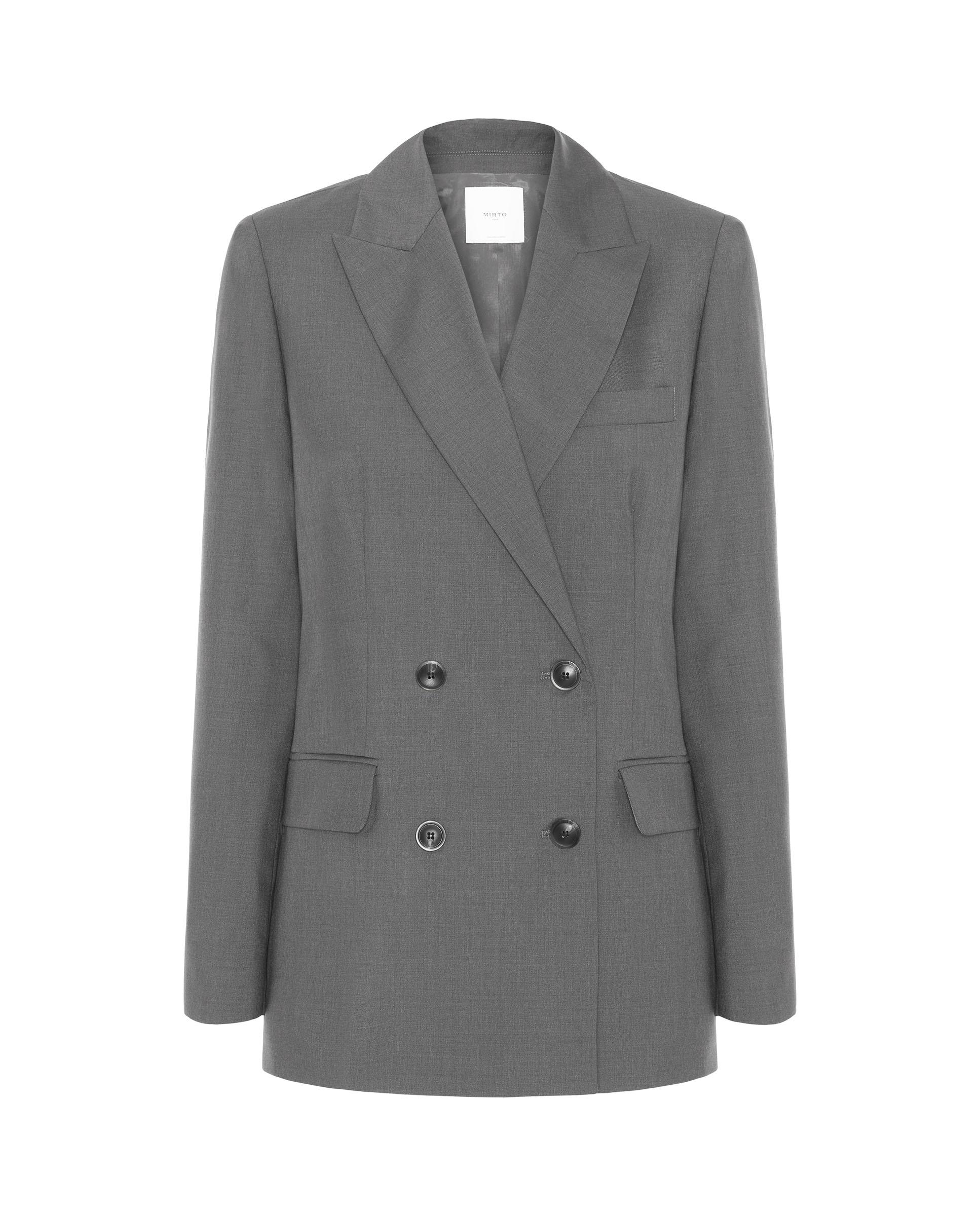 Blazer cruzada de lana de mujer - Mirto - Gris Gris-4