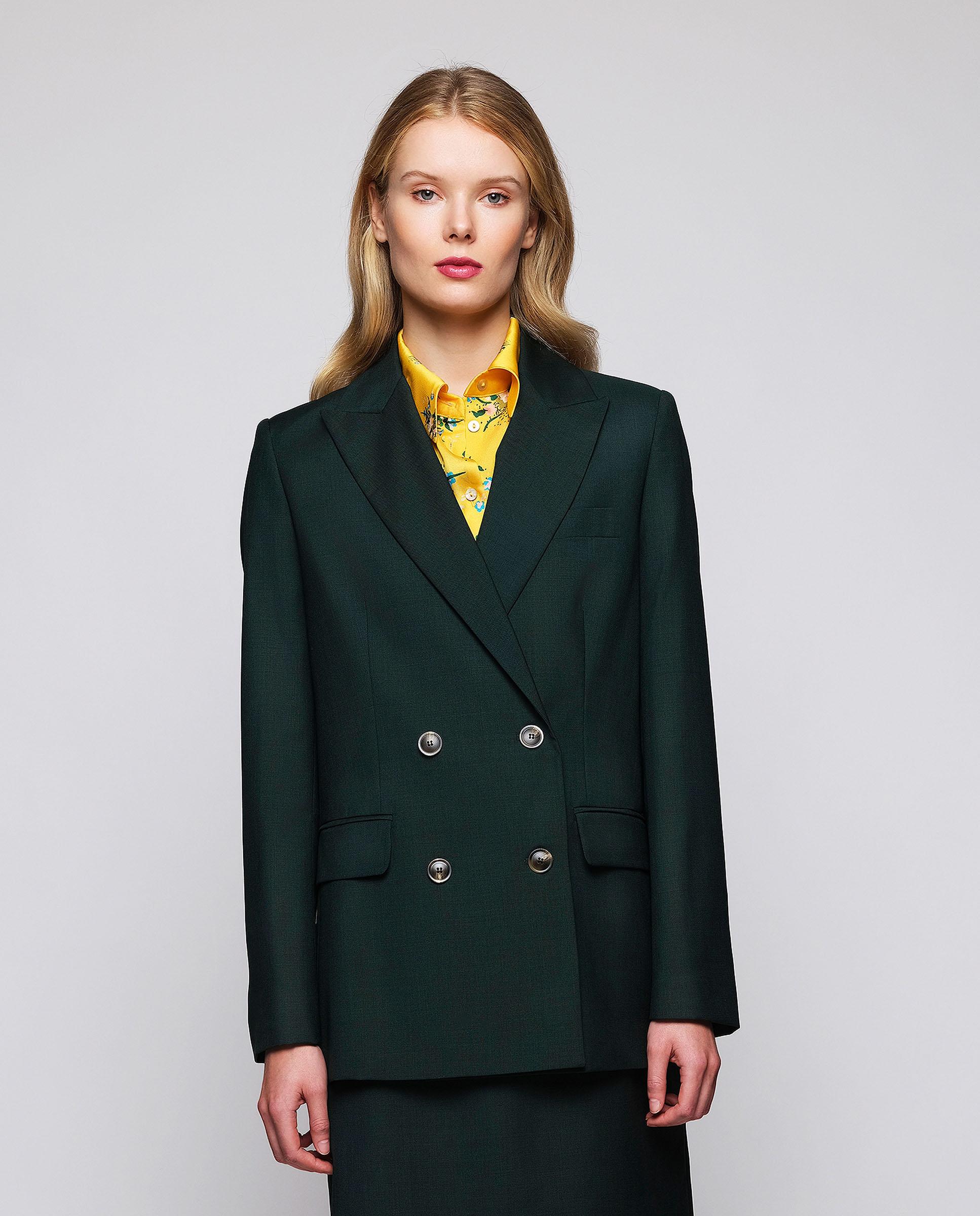 Blazer cruzada de lana de mujer - Mirto - Verde Verde-1