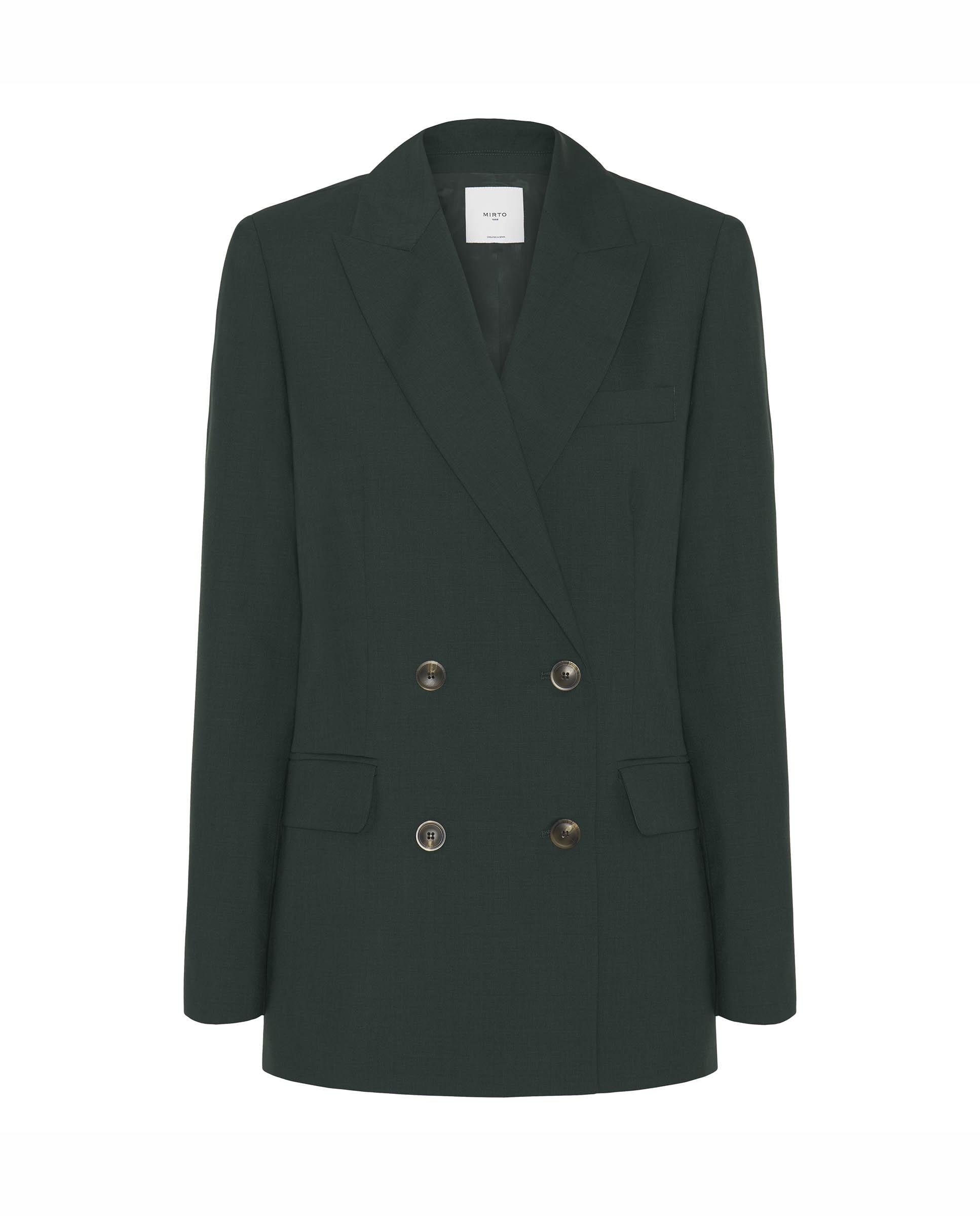 Blazer cruzada de lana de mujer - Mirto - Verde Verde-4