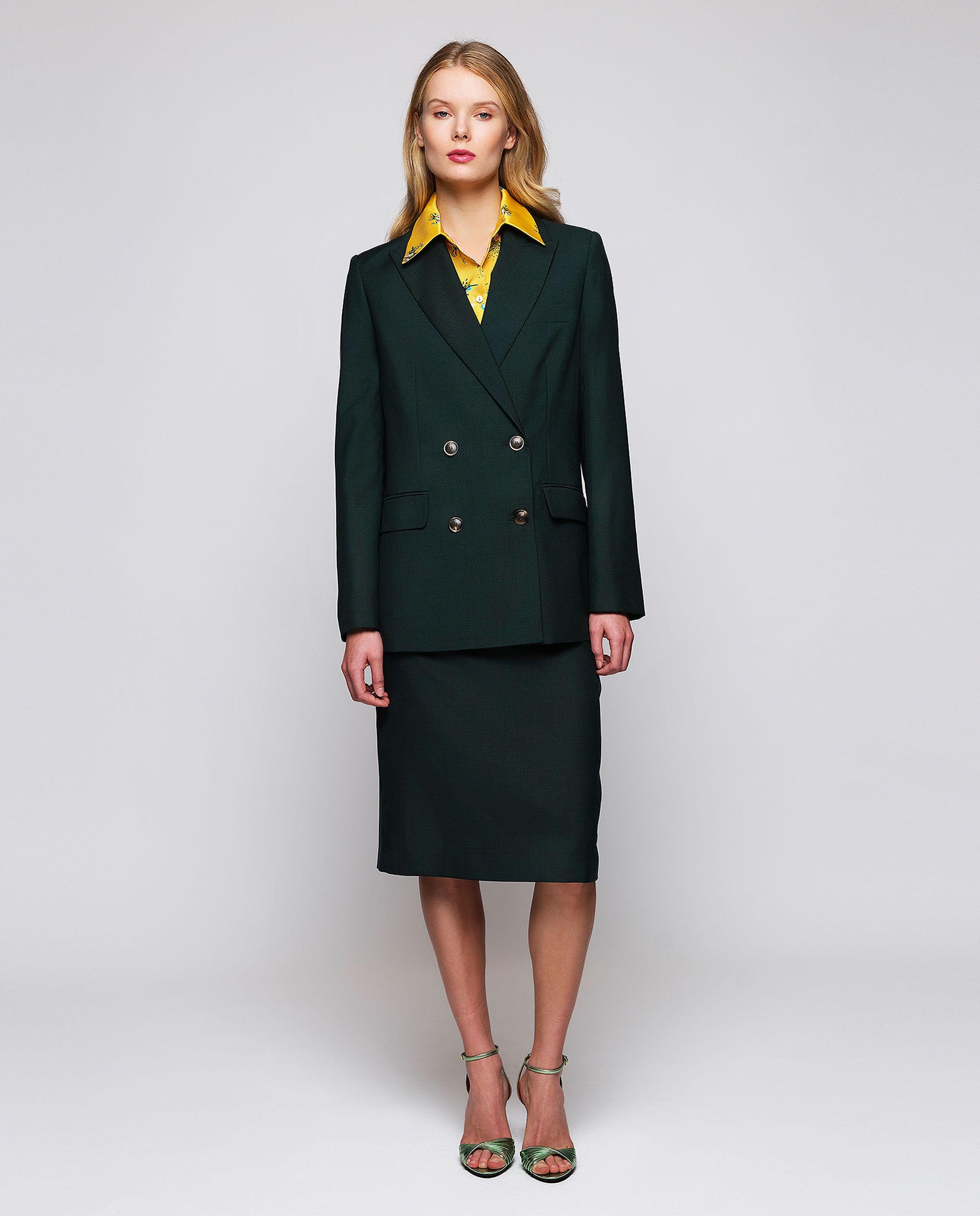 Blazer cruzada de lana de mujer - Mirto - Verde Verde-3