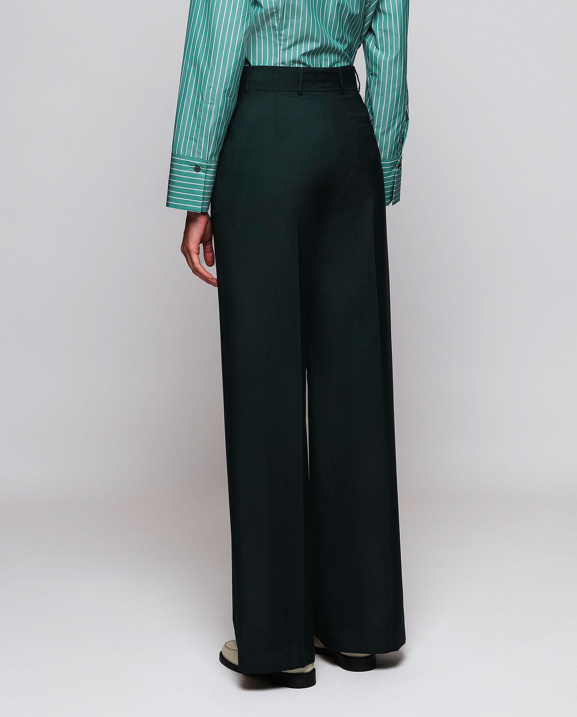 Pantalón traje de lana de mujer - Mirto - Verde oscuro Verde oscuro-2