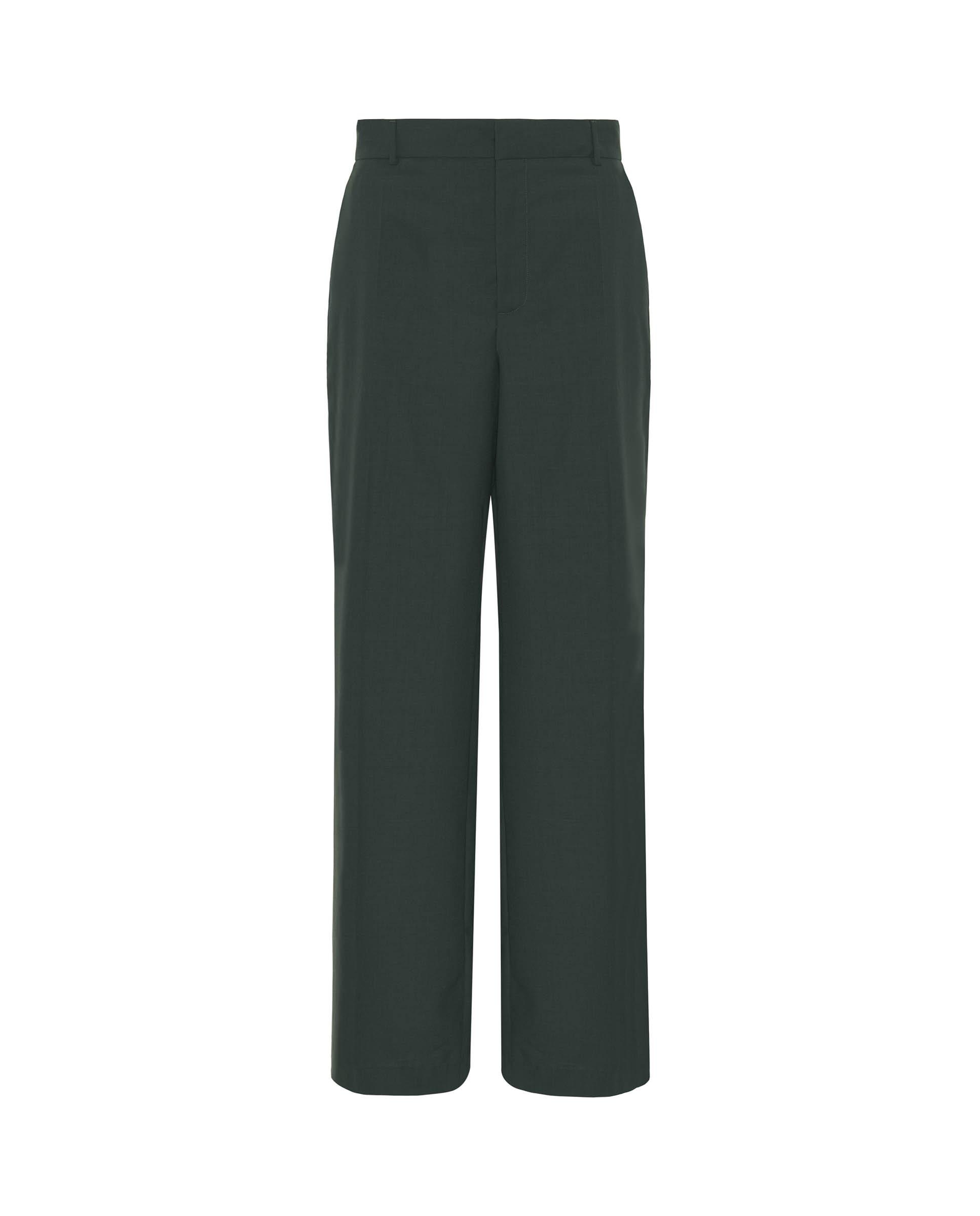 Pantalón traje de lana de mujer - Mirto - Verde oscuro Verde oscuro-4
