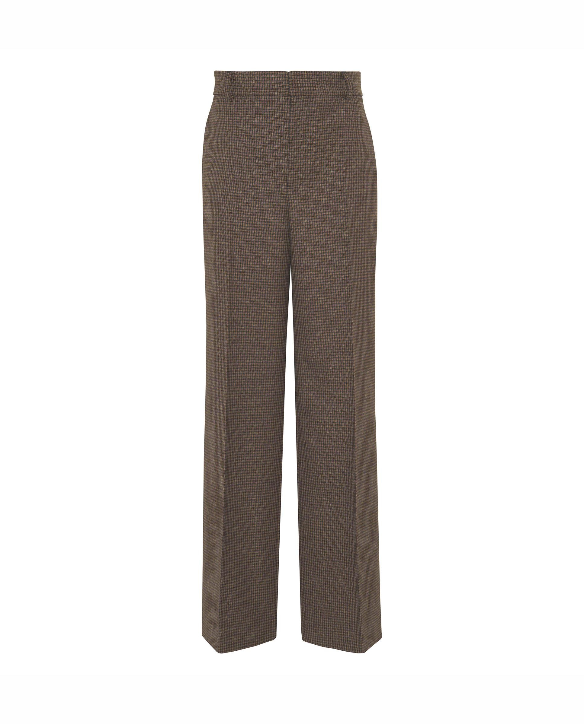 Pantalón traje de cuadros lana de mujer - Mirto - Marrón Marrón-4