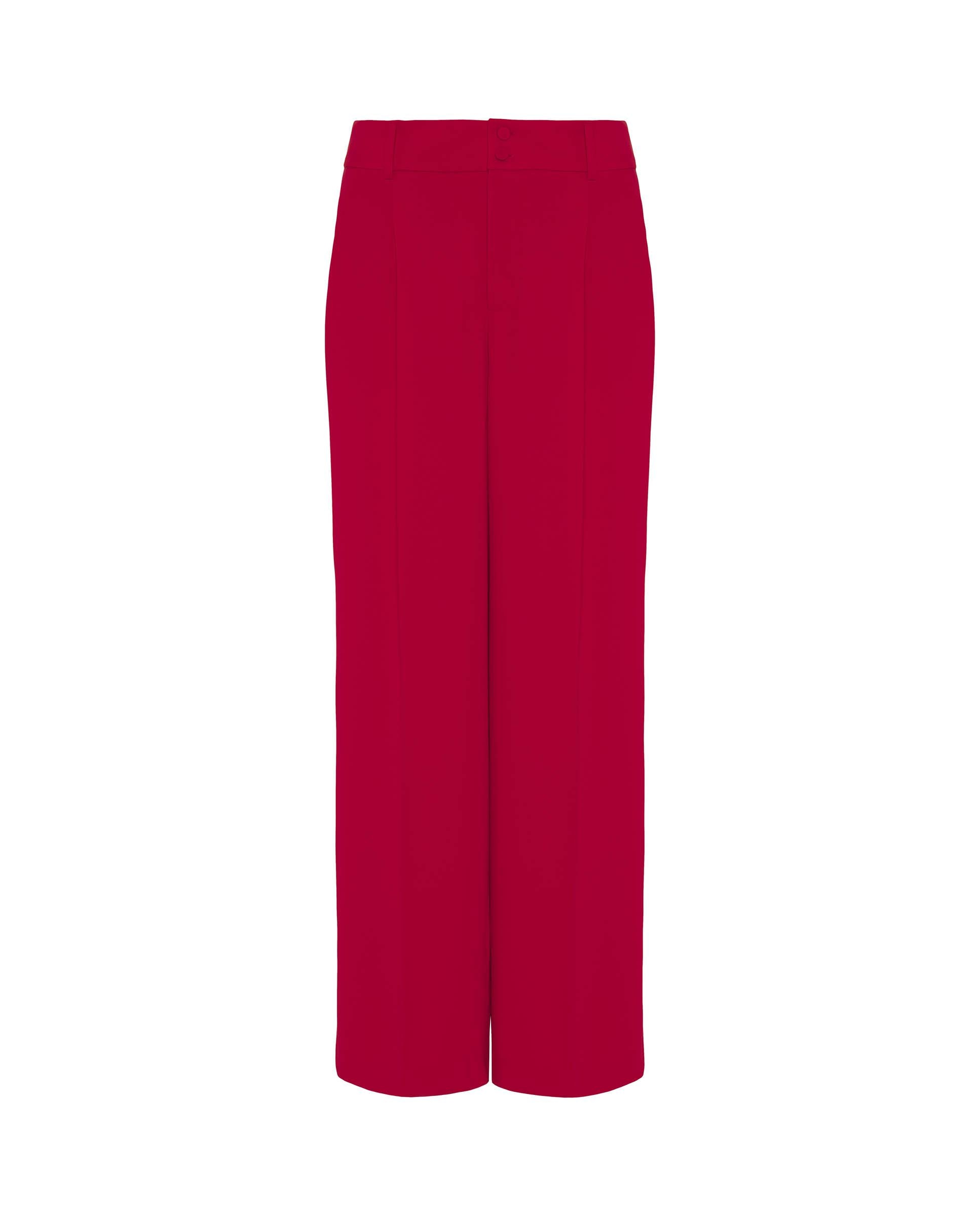 Pantalon fluido de mujer - Mirto - Rojo Rojo-4