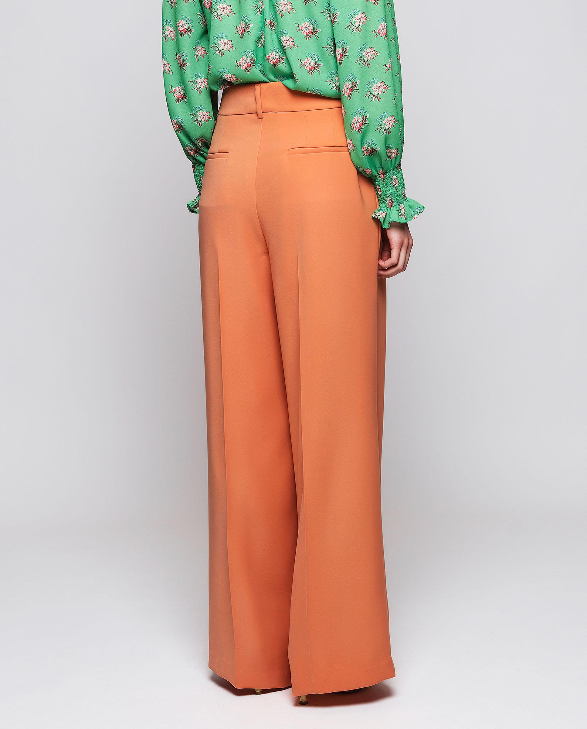 Pantalón ancho de mujer liso fluido - Mirto - Naranja Naranja-2