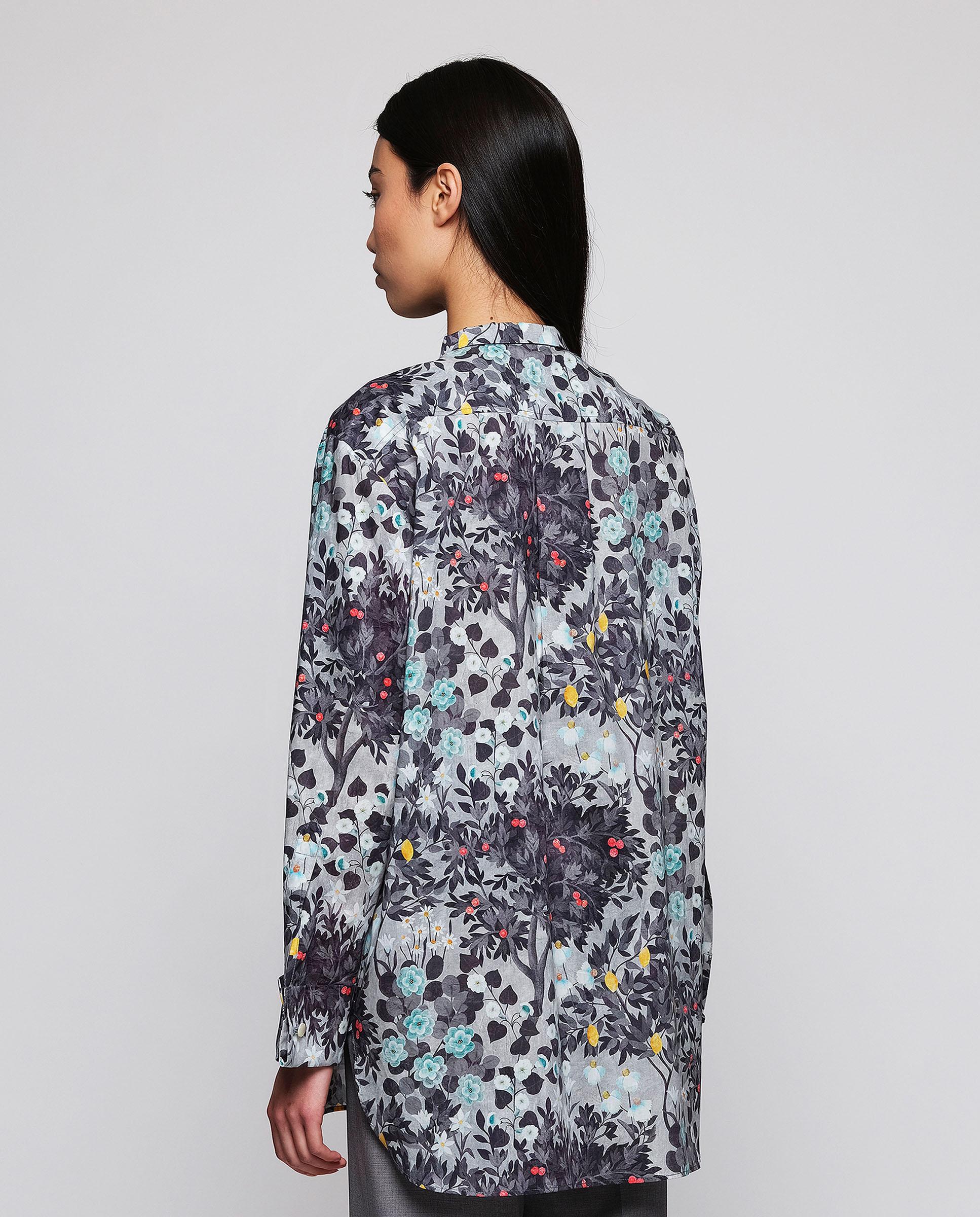 Camisa de mujer con estampado floral algodón - Mirto - Gris Gris-2