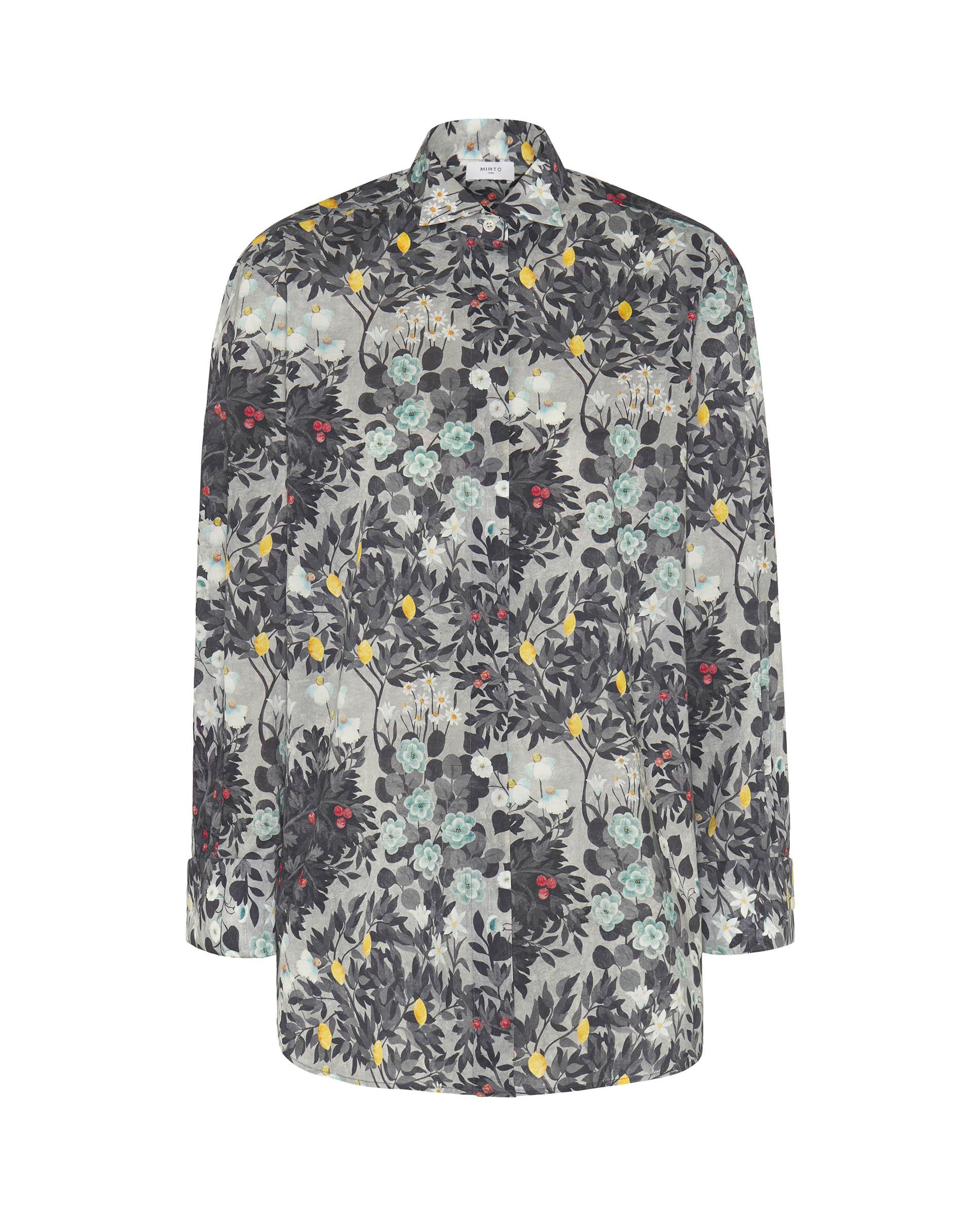 Camisa de mujer con estampado floral algodón - Mirto - Gris Gris-4