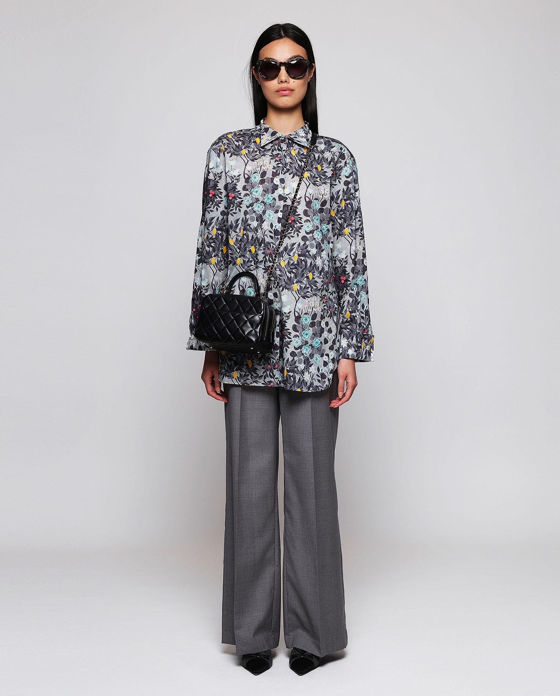 Camisa de mujer con estampado floral algodón - Mirto - Gris Gris-3