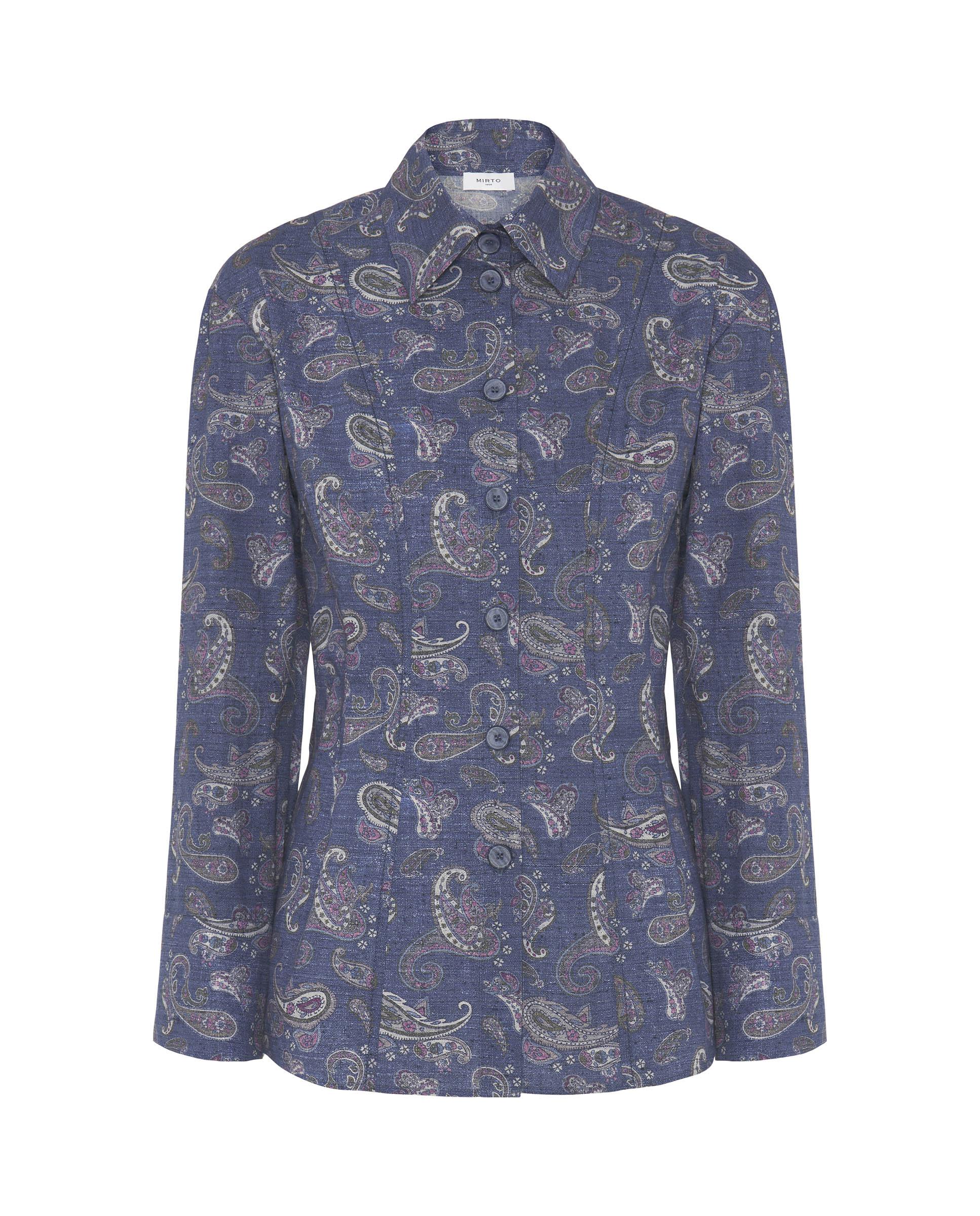 Camisa de mujer denim estampado paisley - Mirto - Azul Azul-4